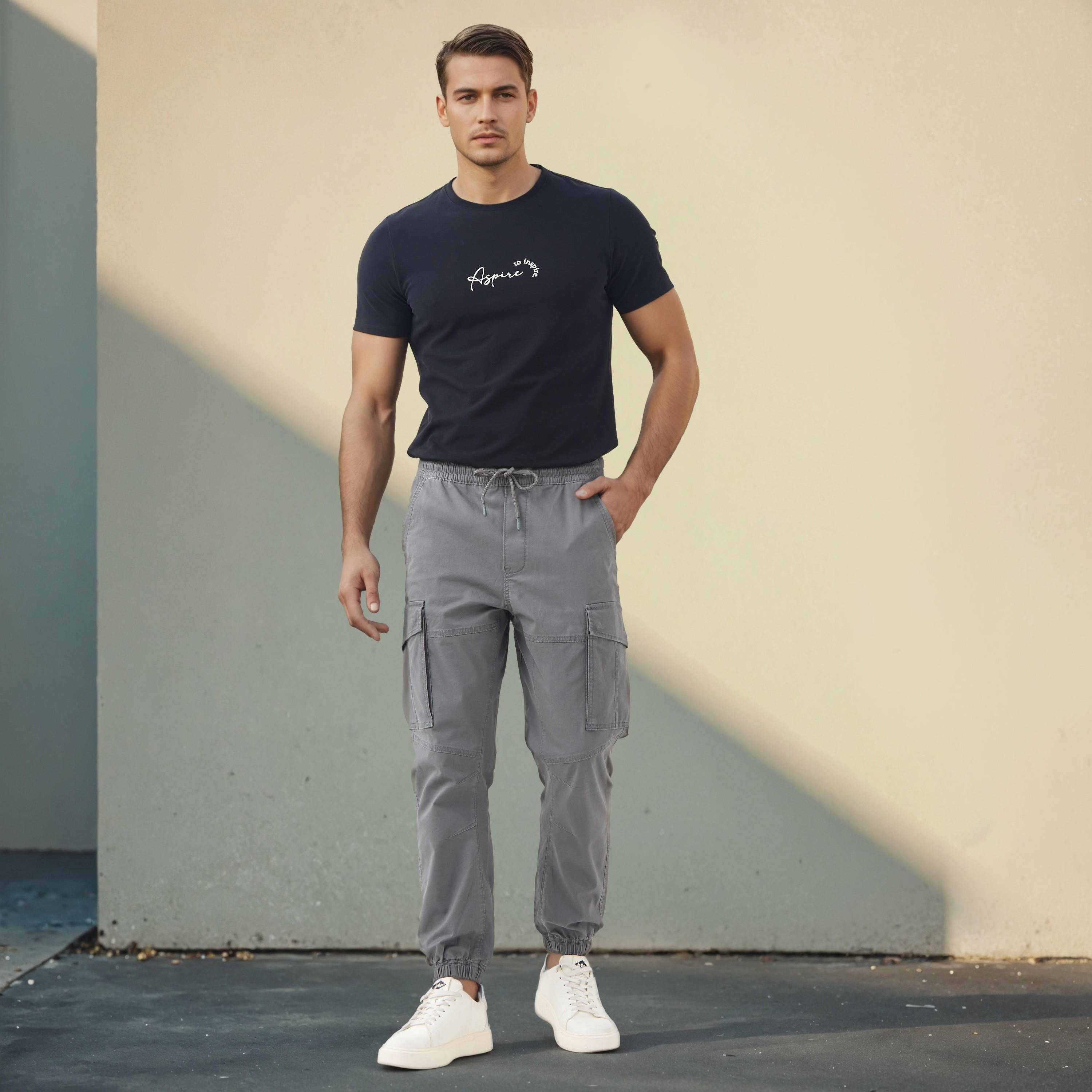 Baggy Cargo Joggers with Flexi Waist and Pockets-men-clothing-bottoms-joggers-image-2