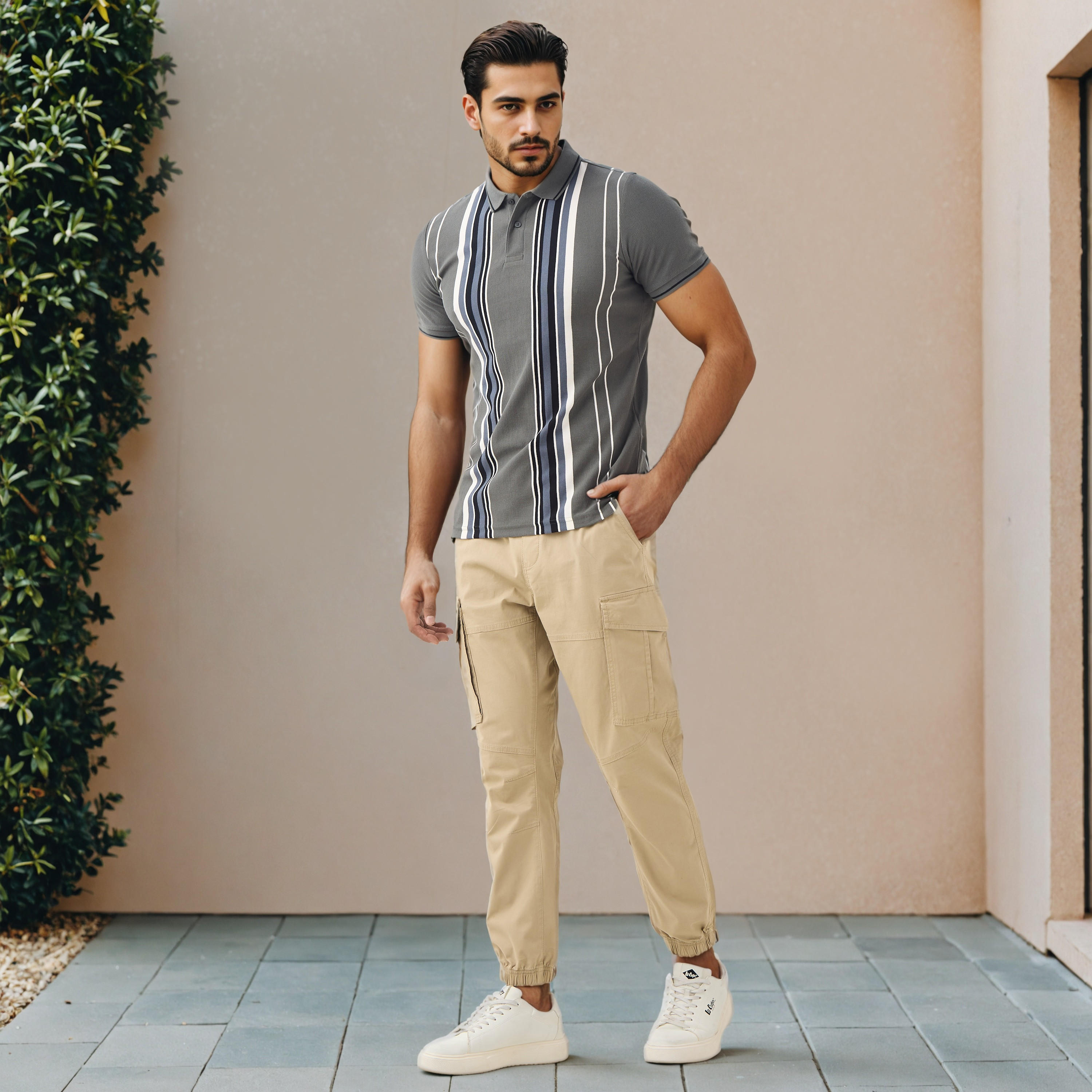 بنطلون رياضي كارجو باجي بجيوب وخصر مطاطي-men-clothing-bottoms-joggers-image-2