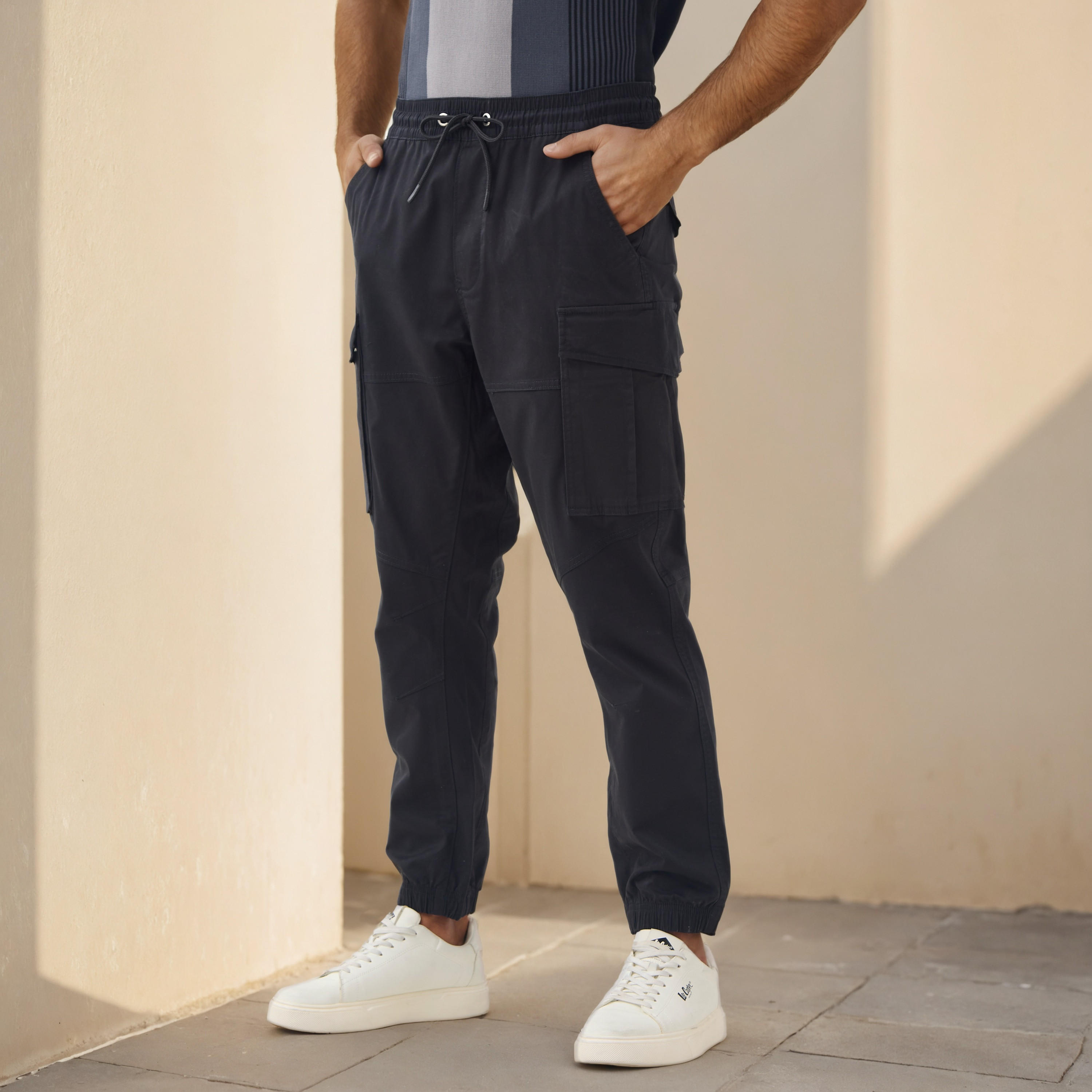 Baggy Cargo Joggers with Flexi Waist and Pockets-men-clothing-bottoms-joggers-image-1