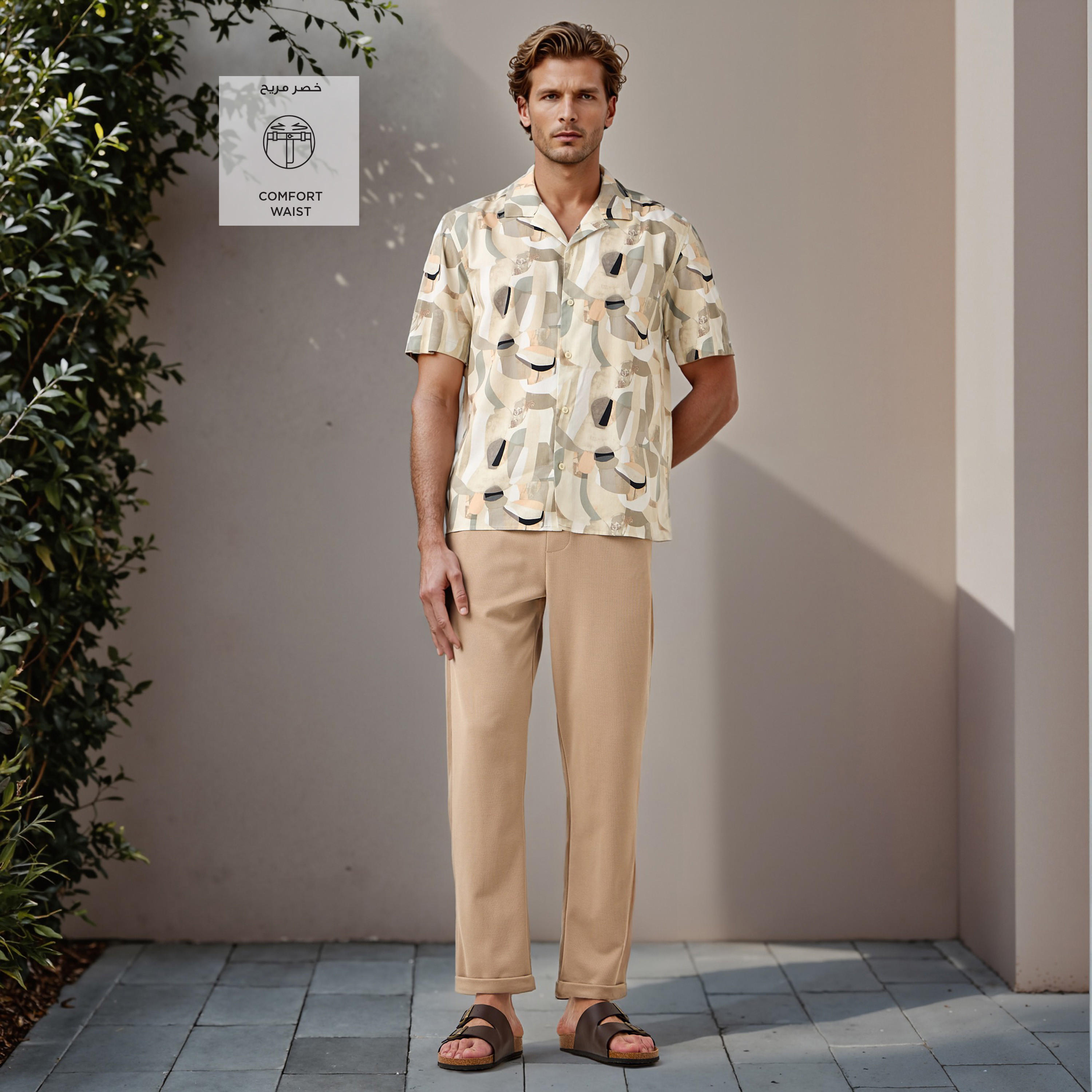 Slim Fit Pique Pull-On Flexi Waist Pants-men-clothing-bottoms-trousersandchinos-trousers-image-2