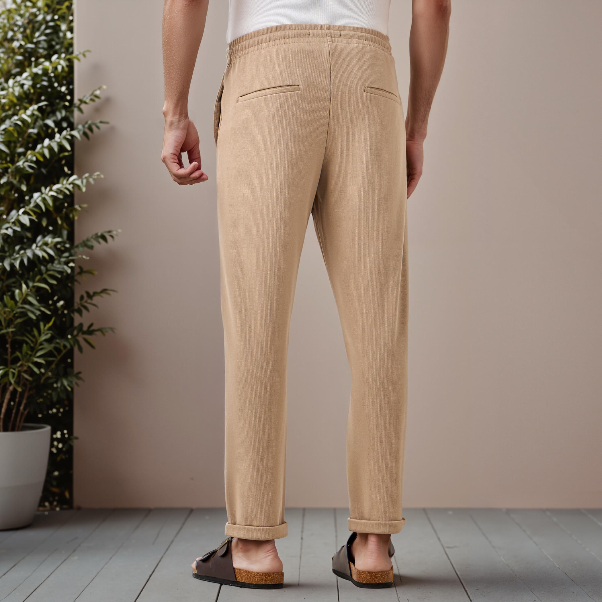 Slim Fit Pique Pull-On Flexi Waist Pants-men-clothing-bottoms-trousersandchinos-trousers-image-3
