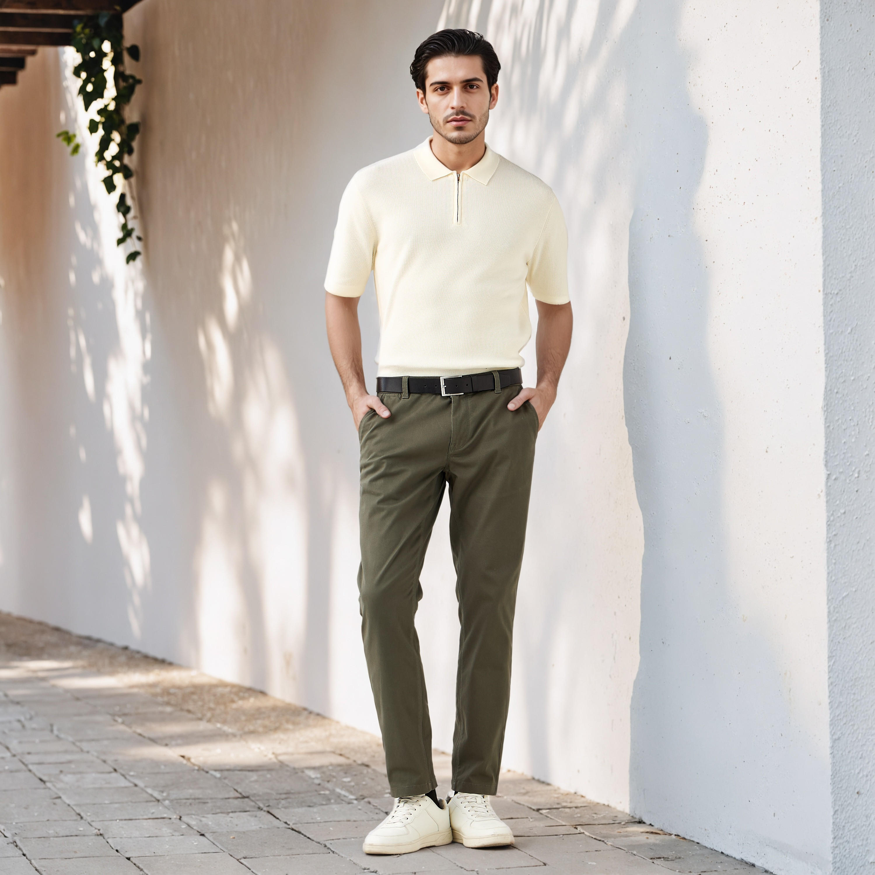 تيشيرت بولو بارز الملمس بنصف سحّاب-men-clothing-sweatersandpullovers-image-2