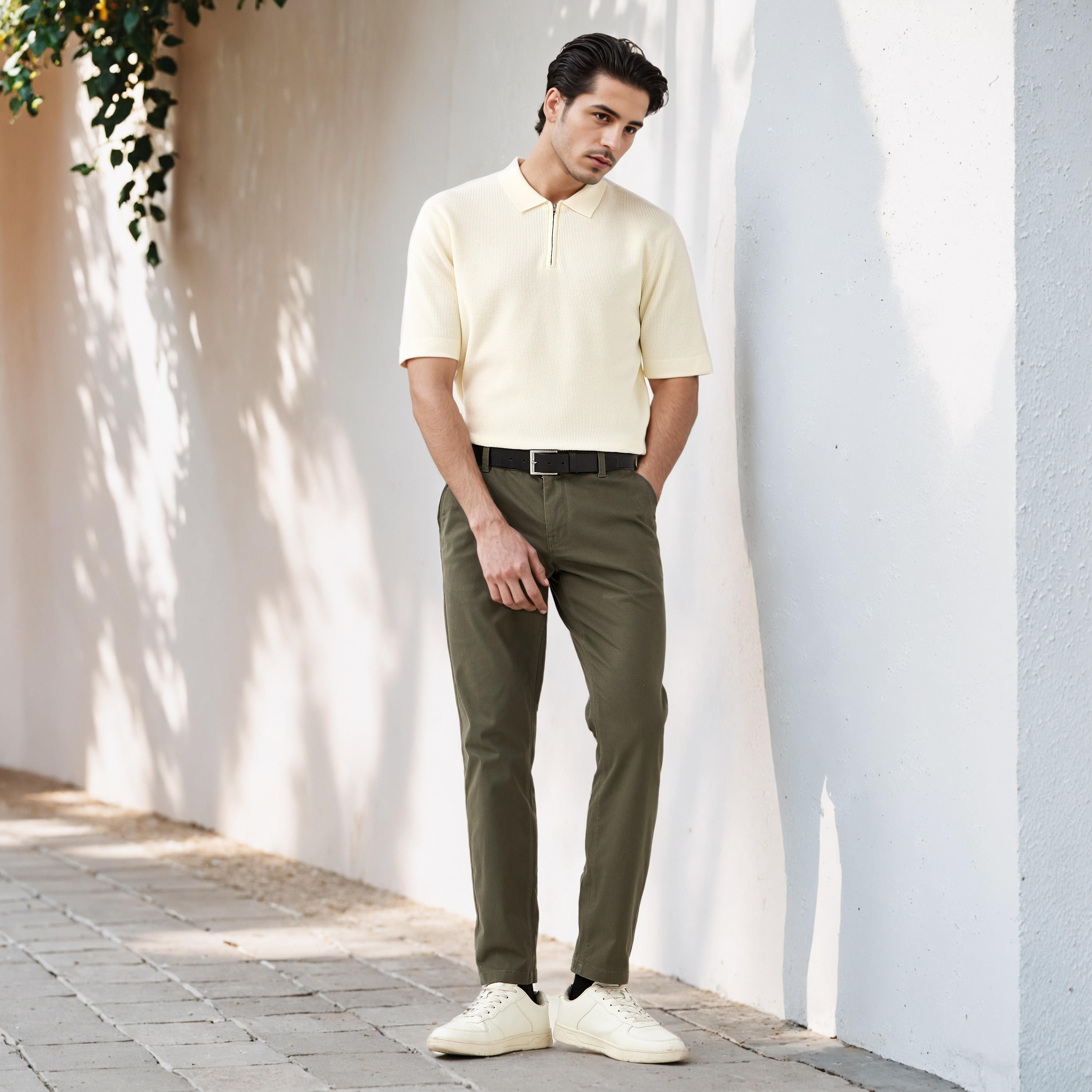 تيشيرت بولو بارز الملمس بنصف سحّاب-men-clothing-sweatersandpullovers-image-3