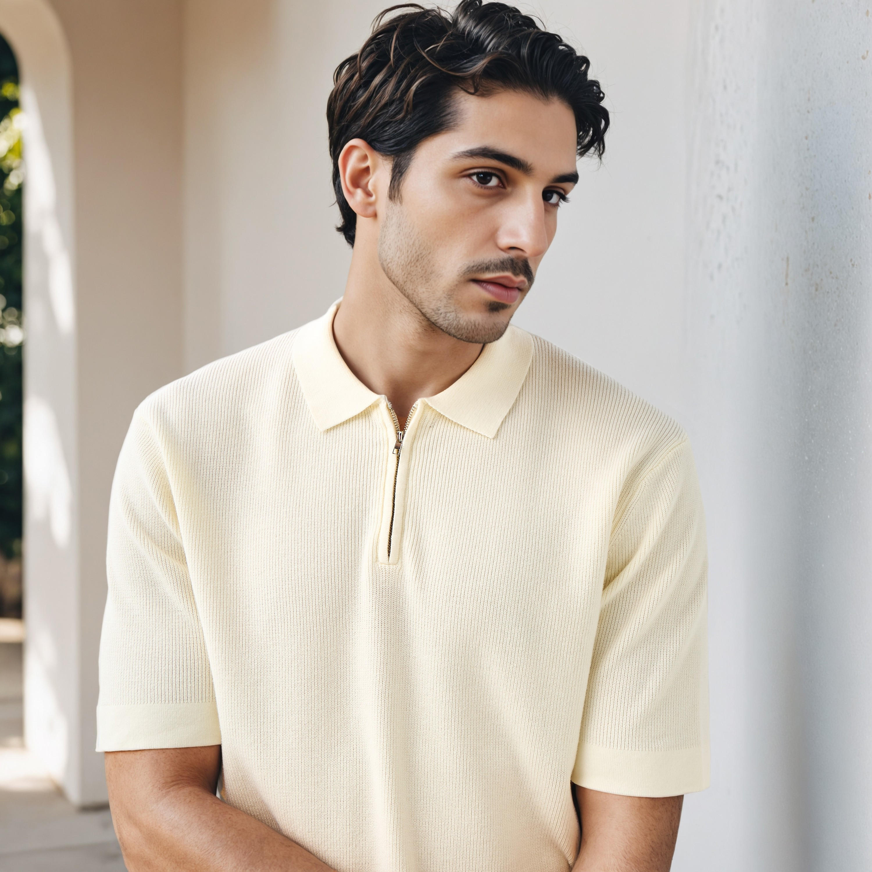 تيشيرت بولو بارز الملمس بنصف سحّاب-men-clothing-sweatersandpullovers-image-5