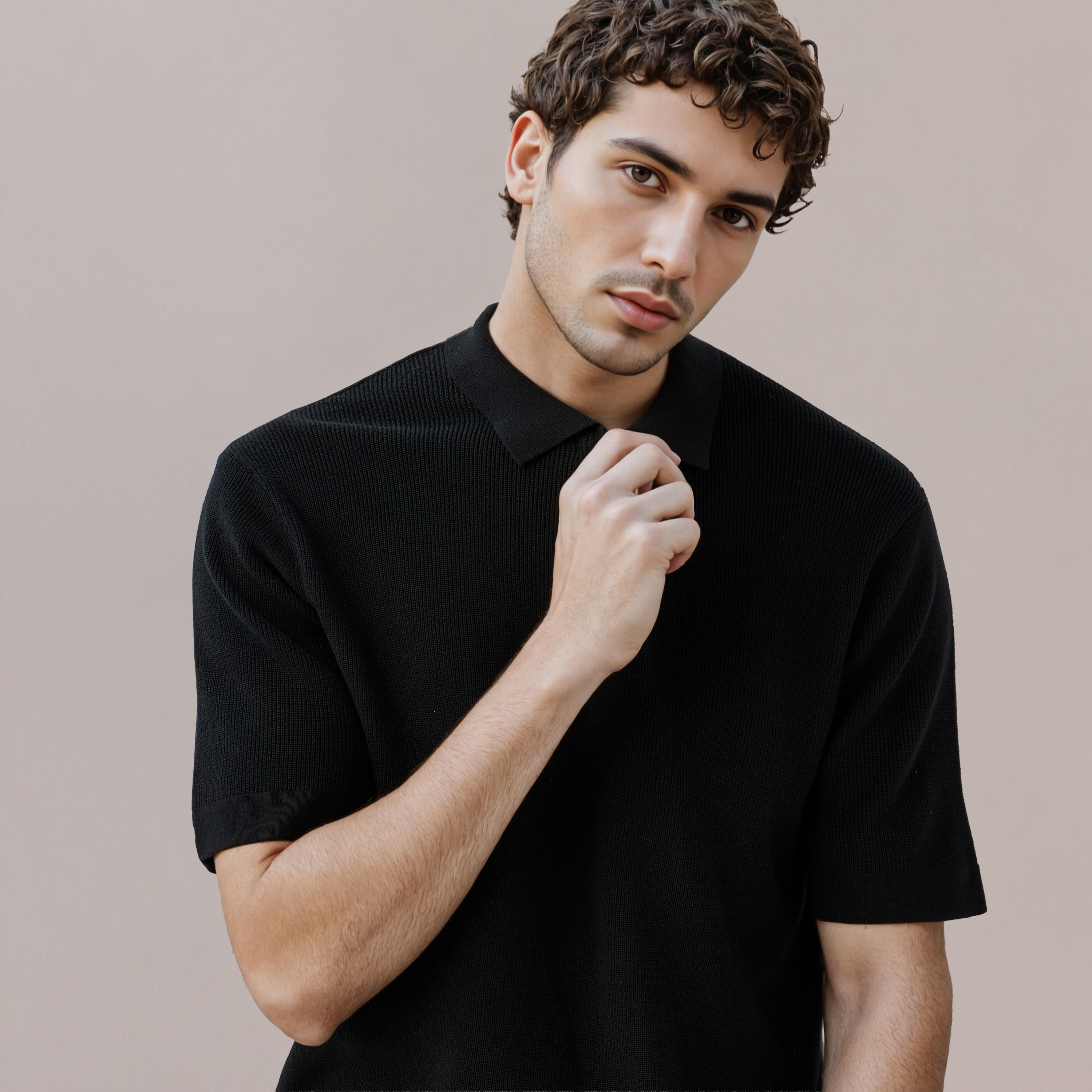 Textured Half Zip Polo T-shirt-men-clothing-sweatersandpullovers-image-5