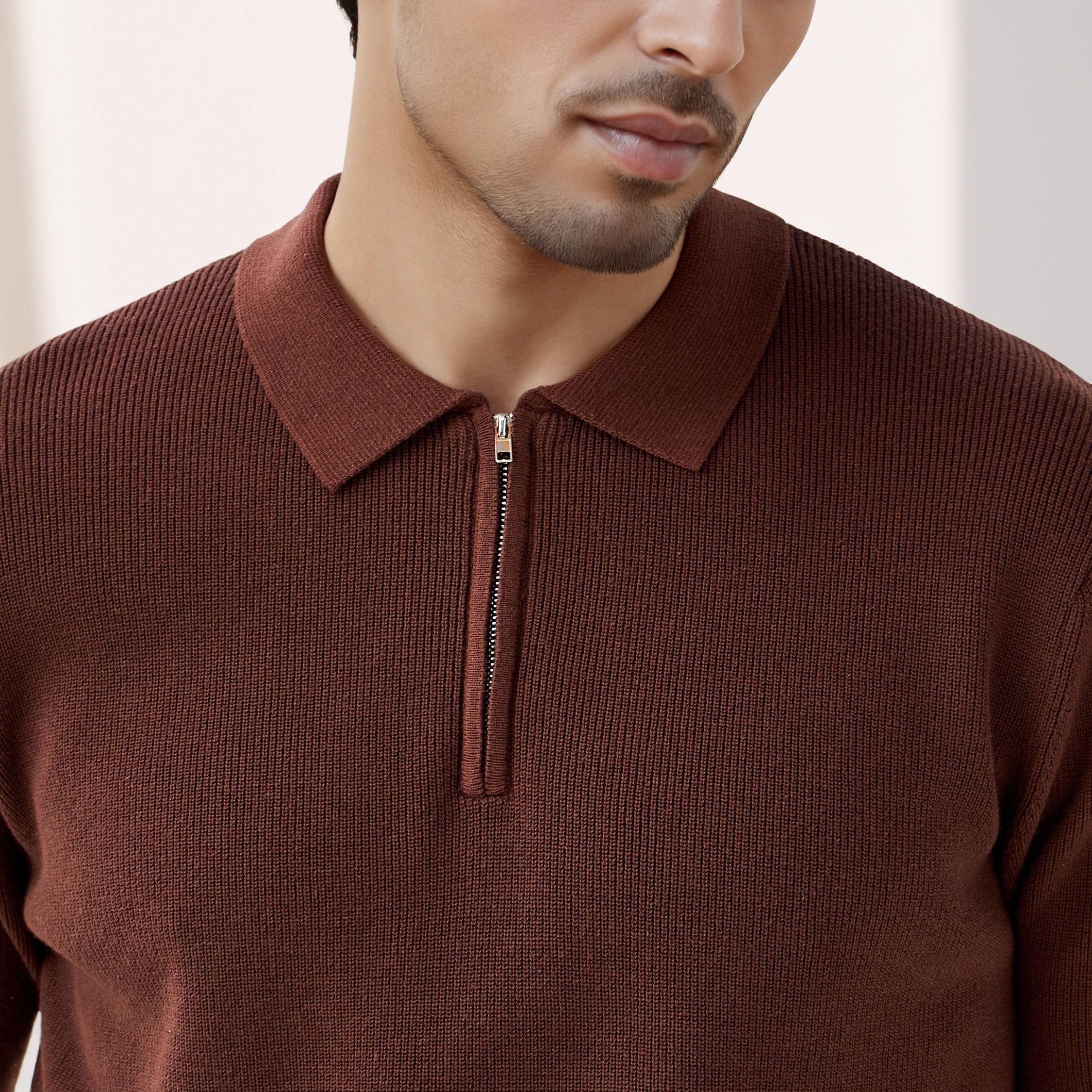 Textured Half Zip Polo T-shirt-men-clothing-sweatersandpullovers-image-6