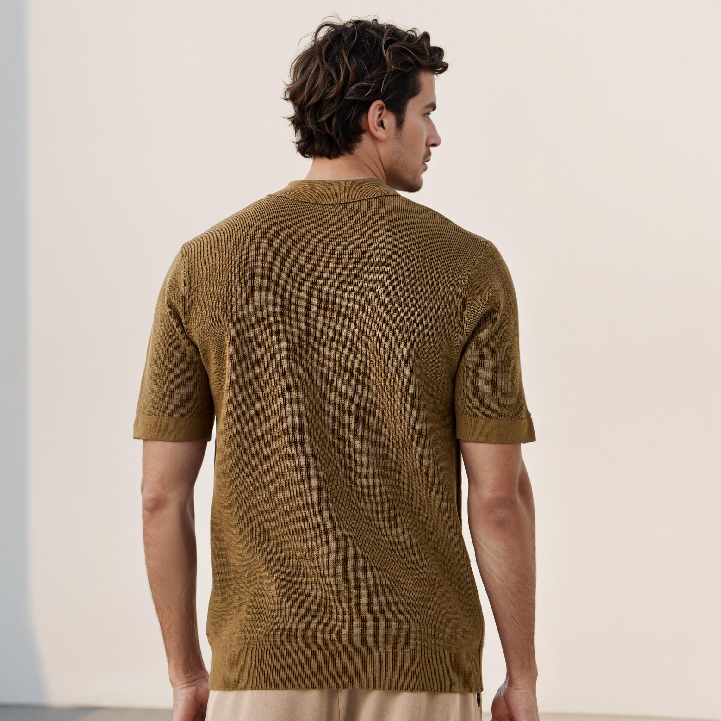 Textured Half Zip Polo T-shirt-men-clothing-sweatersandpullovers-image-3