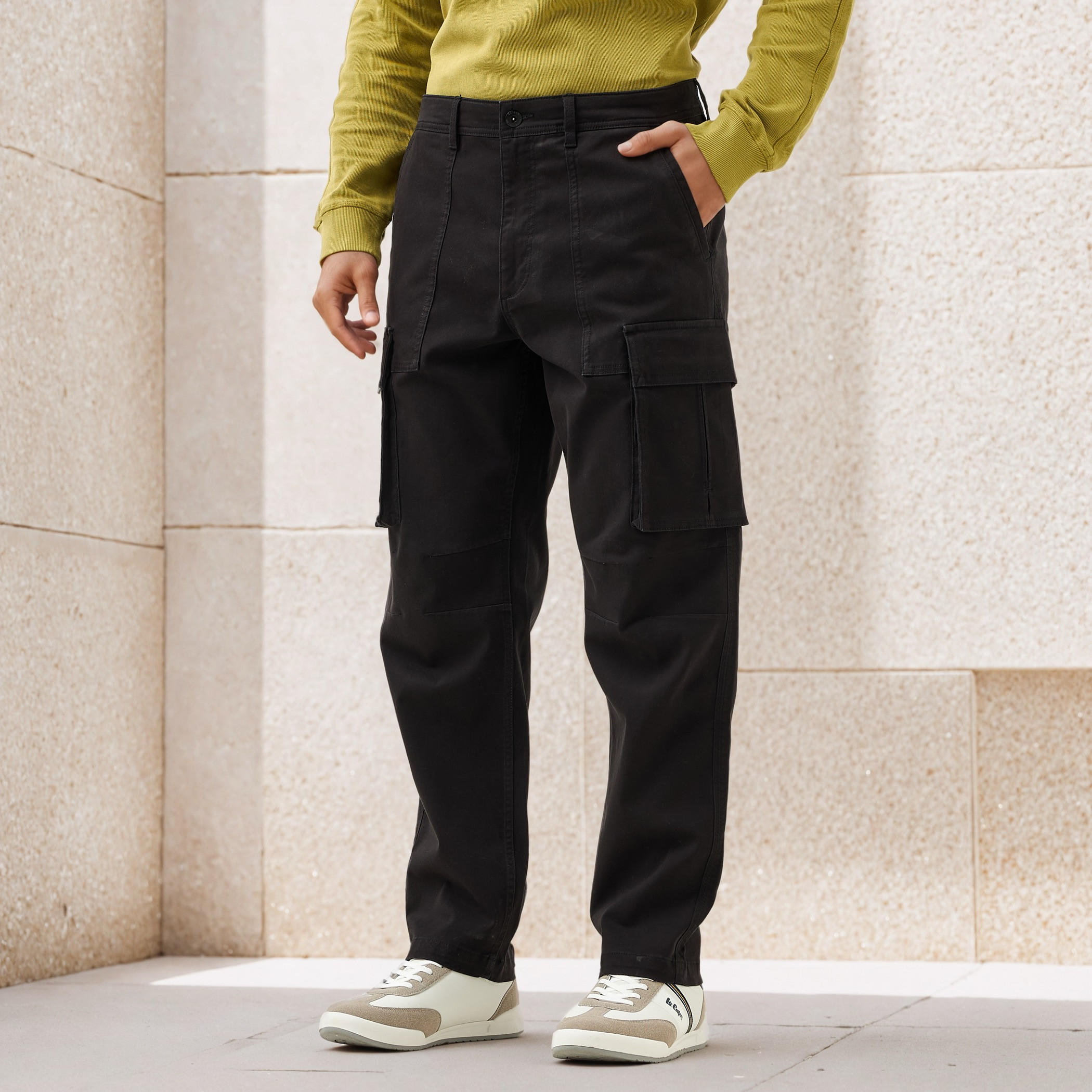 بنطلون كارجو تويل بقصة عادية-men-clothing-bottoms-trousersandchinos-trousers-image-1