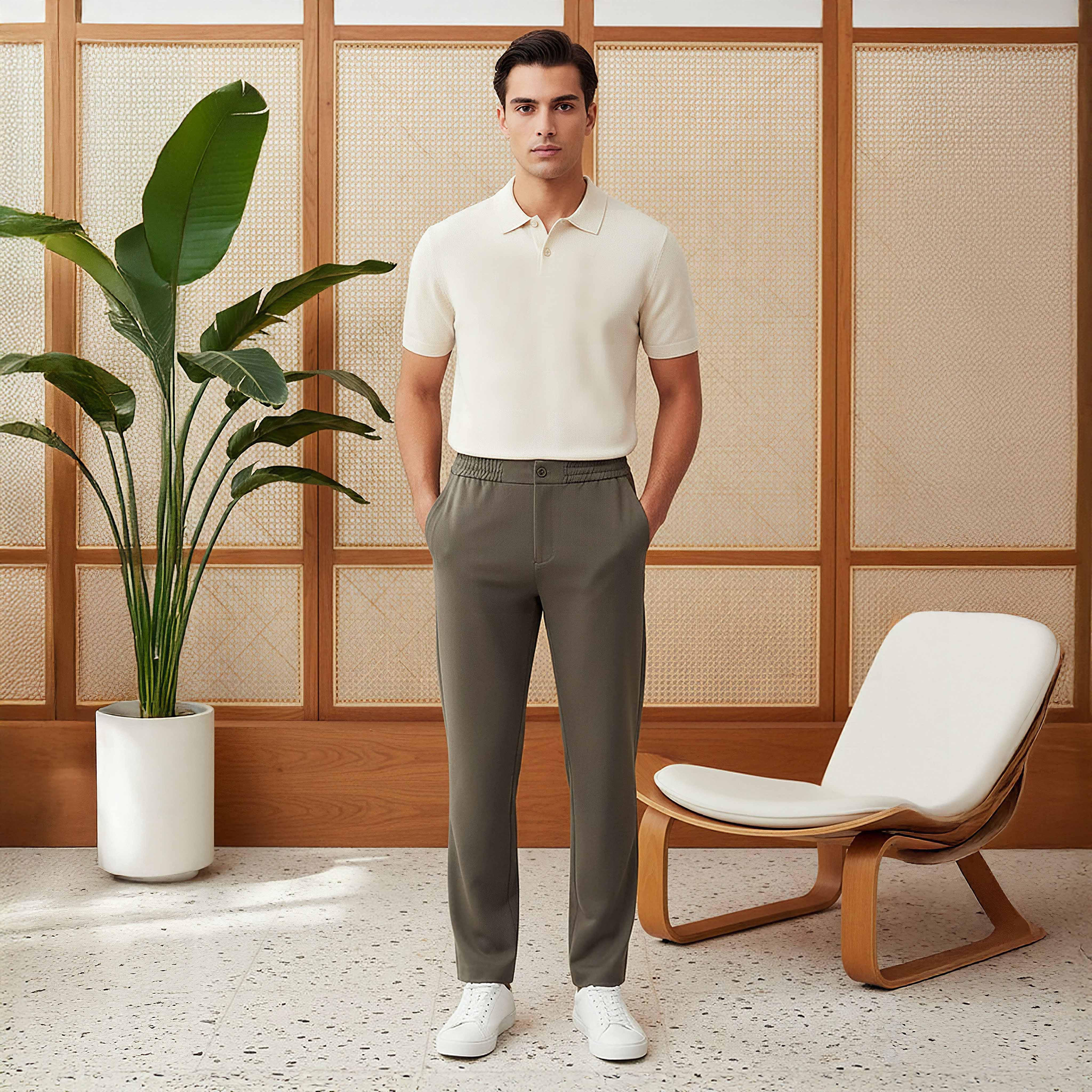 Men's Regular Fit Flexi Waist Trousers-men-clothing-bottoms-trousersandchinos-trousers-image-2