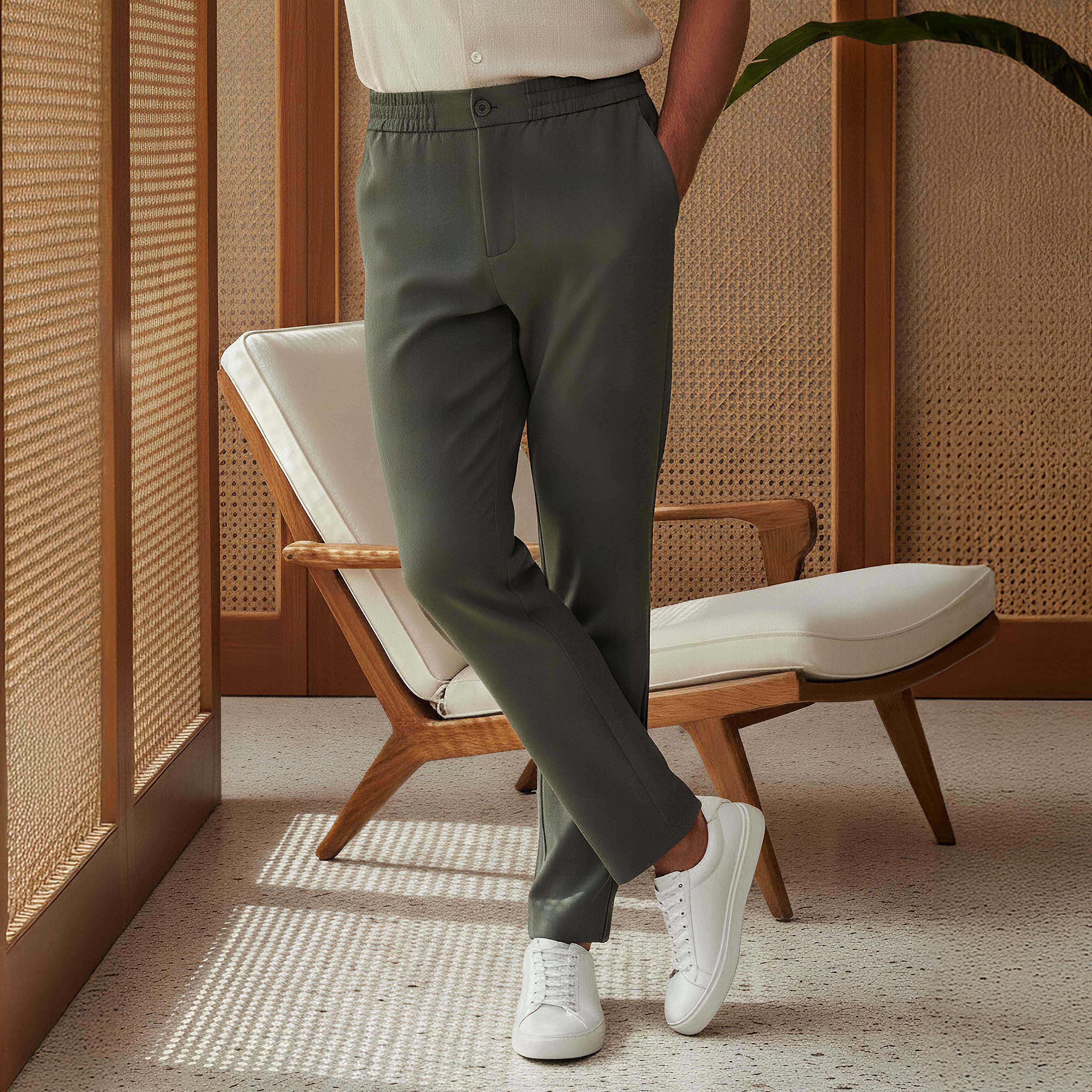 Men's Regular Fit Flexi Waist Trousers-men-clothing-bottoms-trousersandchinos-trousers-image-1