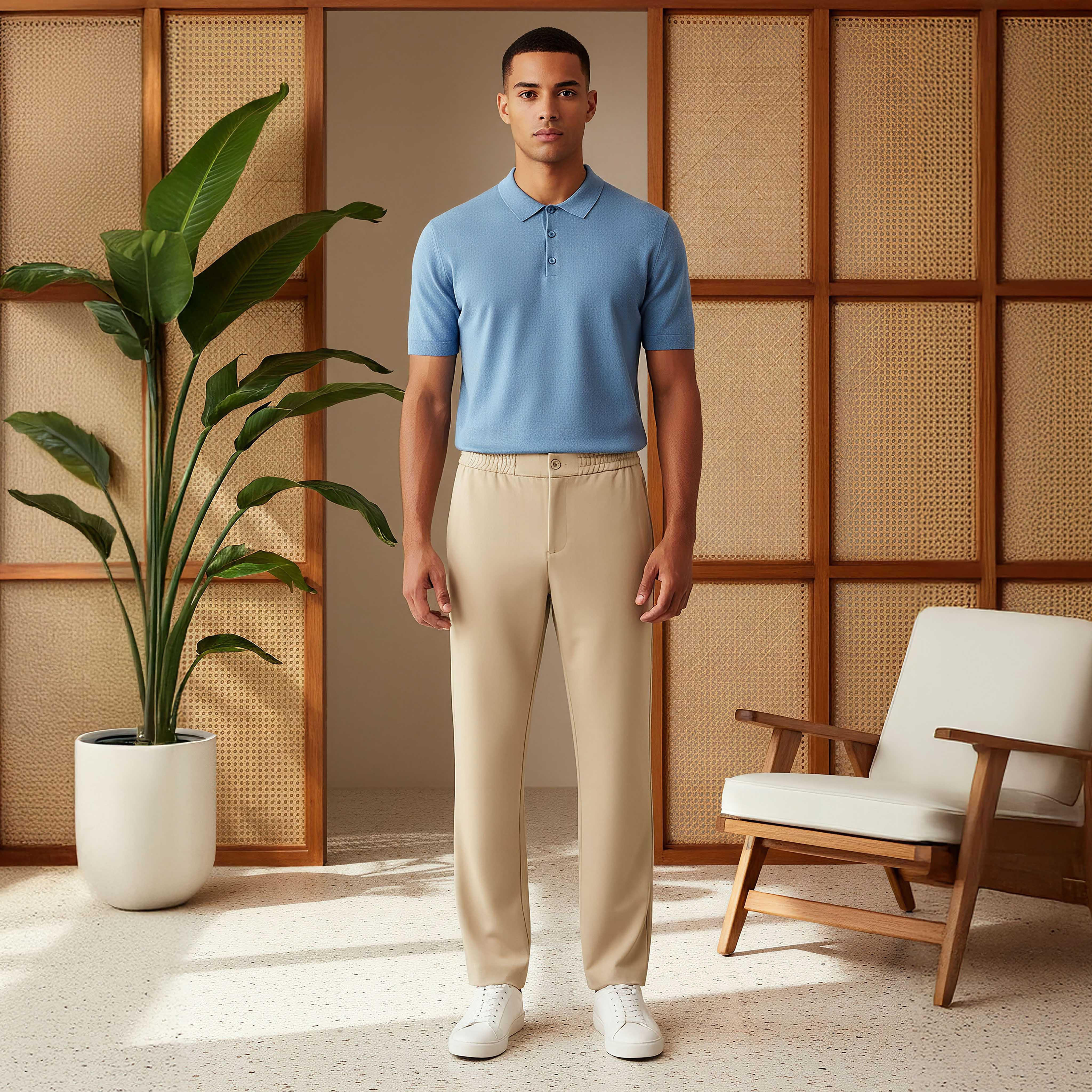 Men's Regular Fit Flexi Waist Trousers-men-clothing-bottoms-trousersandchinos-trousers-image-2