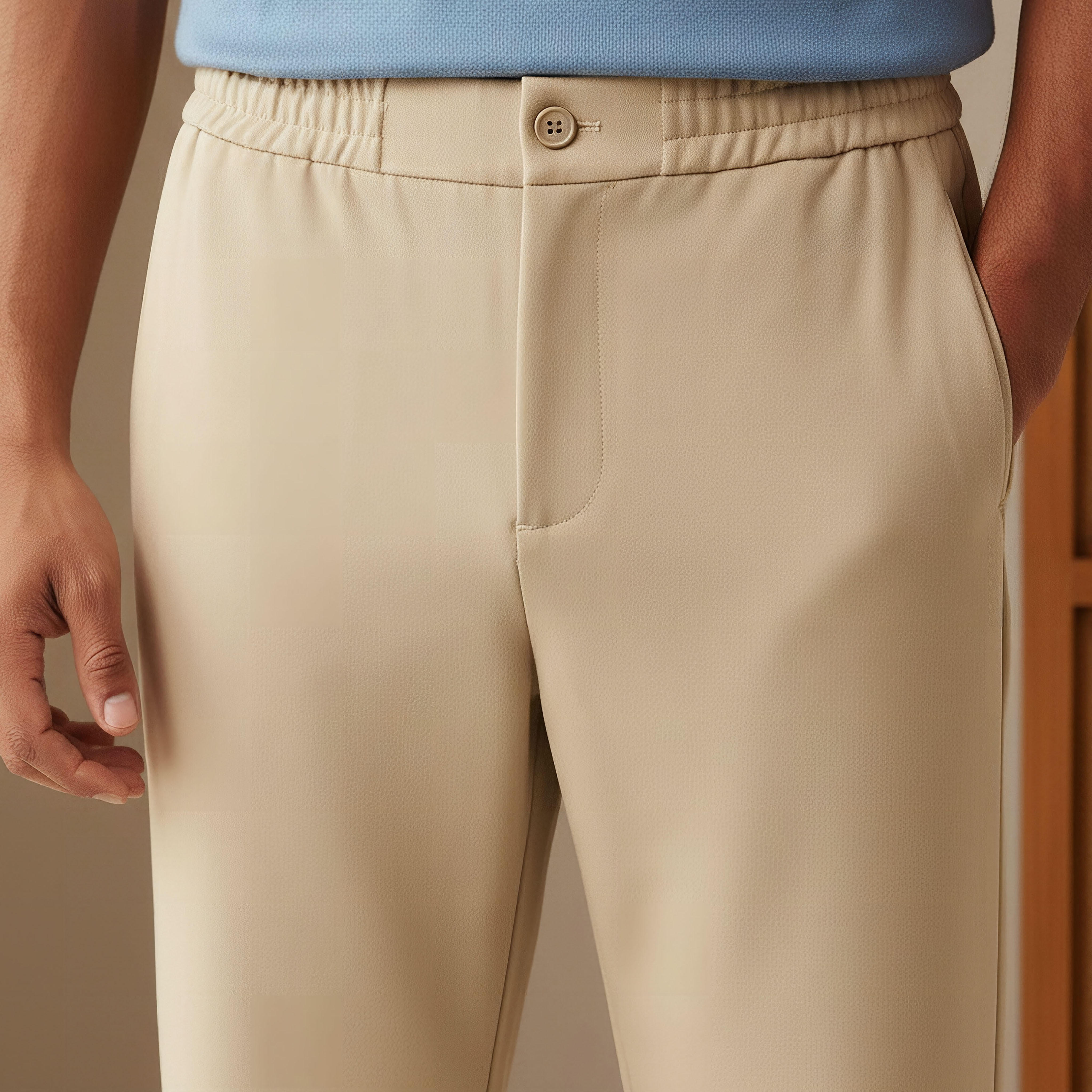 Men's Regular Fit Flexi Waist Trousers-men-clothing-bottoms-trousersandchinos-trousers-image-4