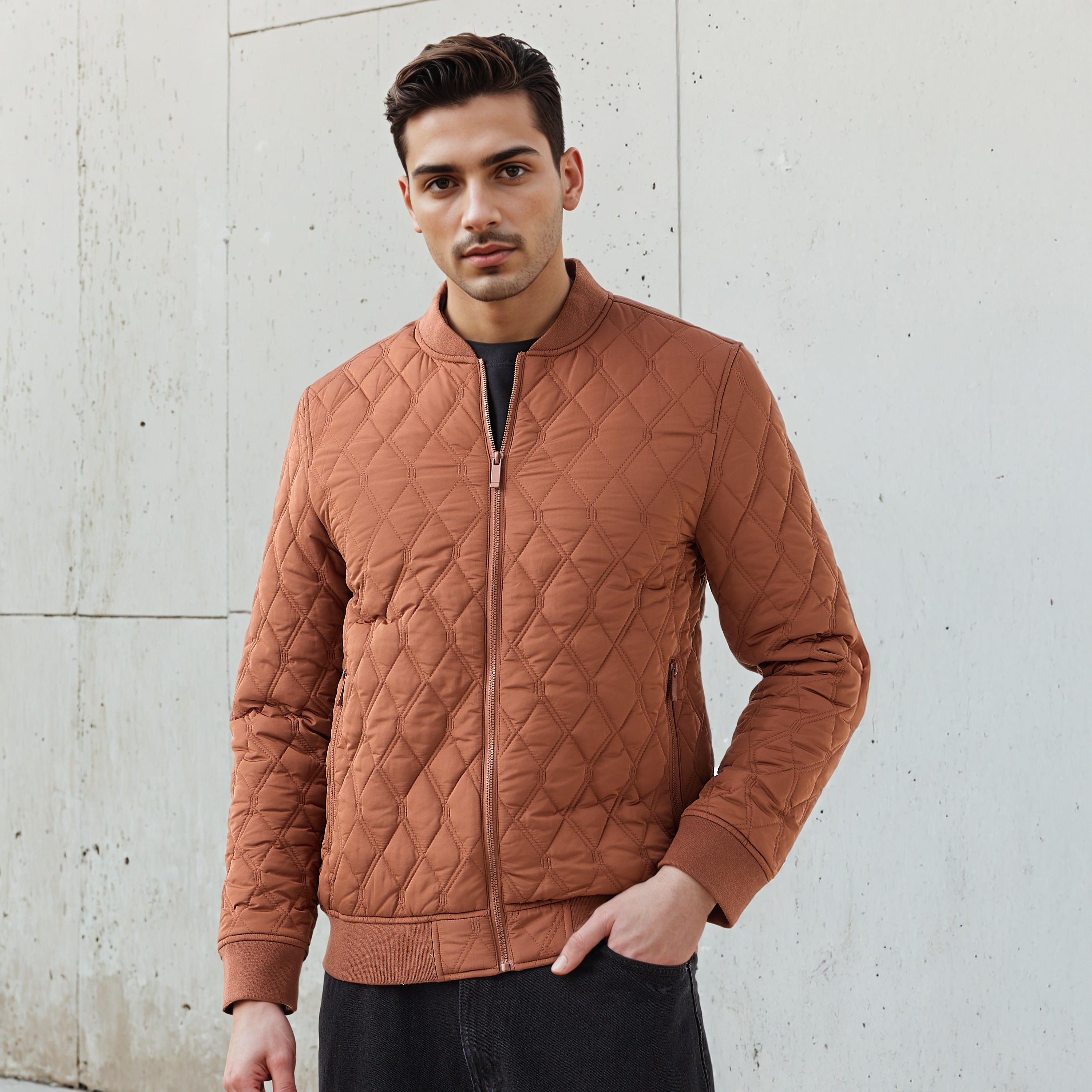 Men Regular Fit Quilted Bomber Jacket-men-clothing-jacketsandblazers-jackets-image-1