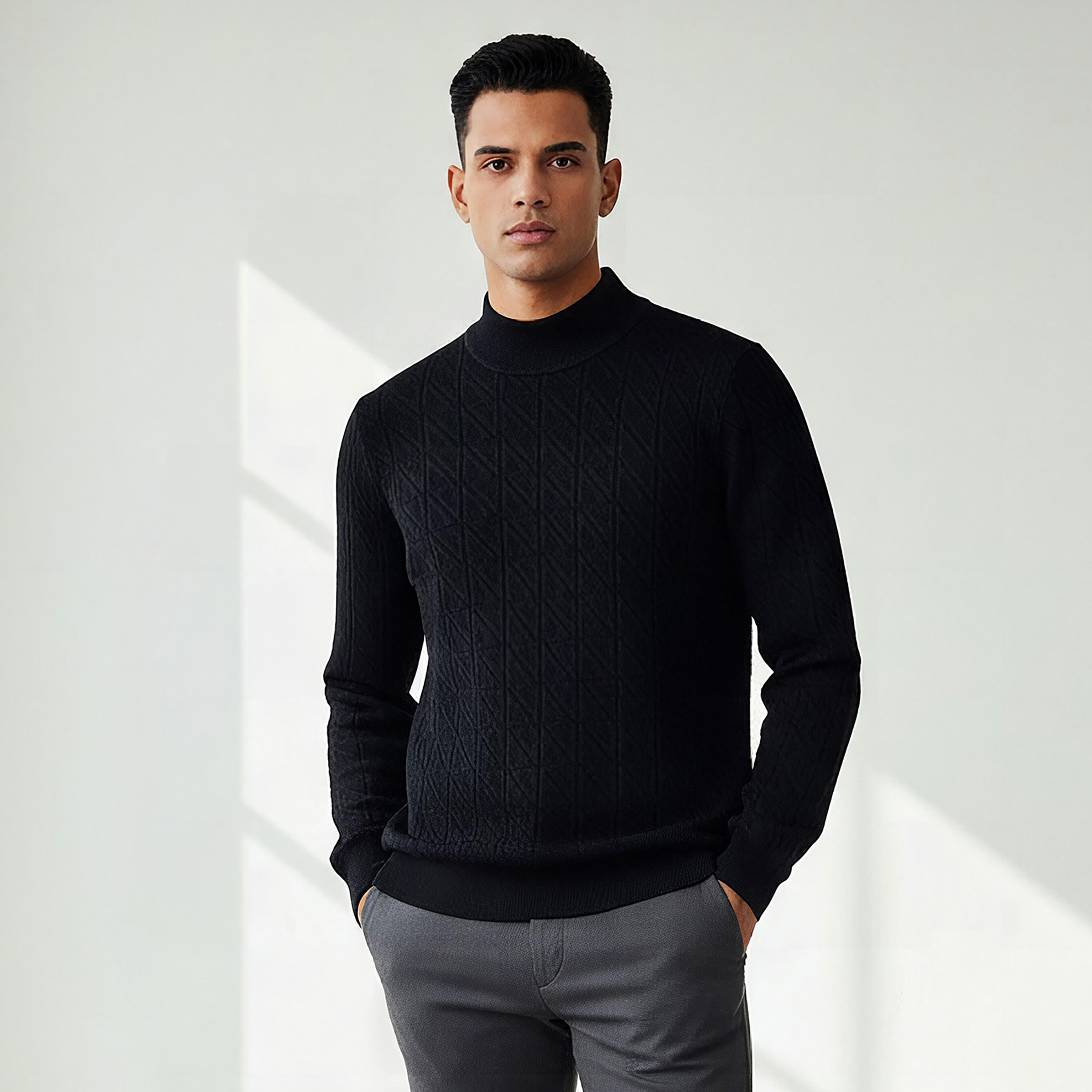 كنزة بارزة الملمس بأكمام طويلة-men-clothing-sweatersandpullovers-image-1