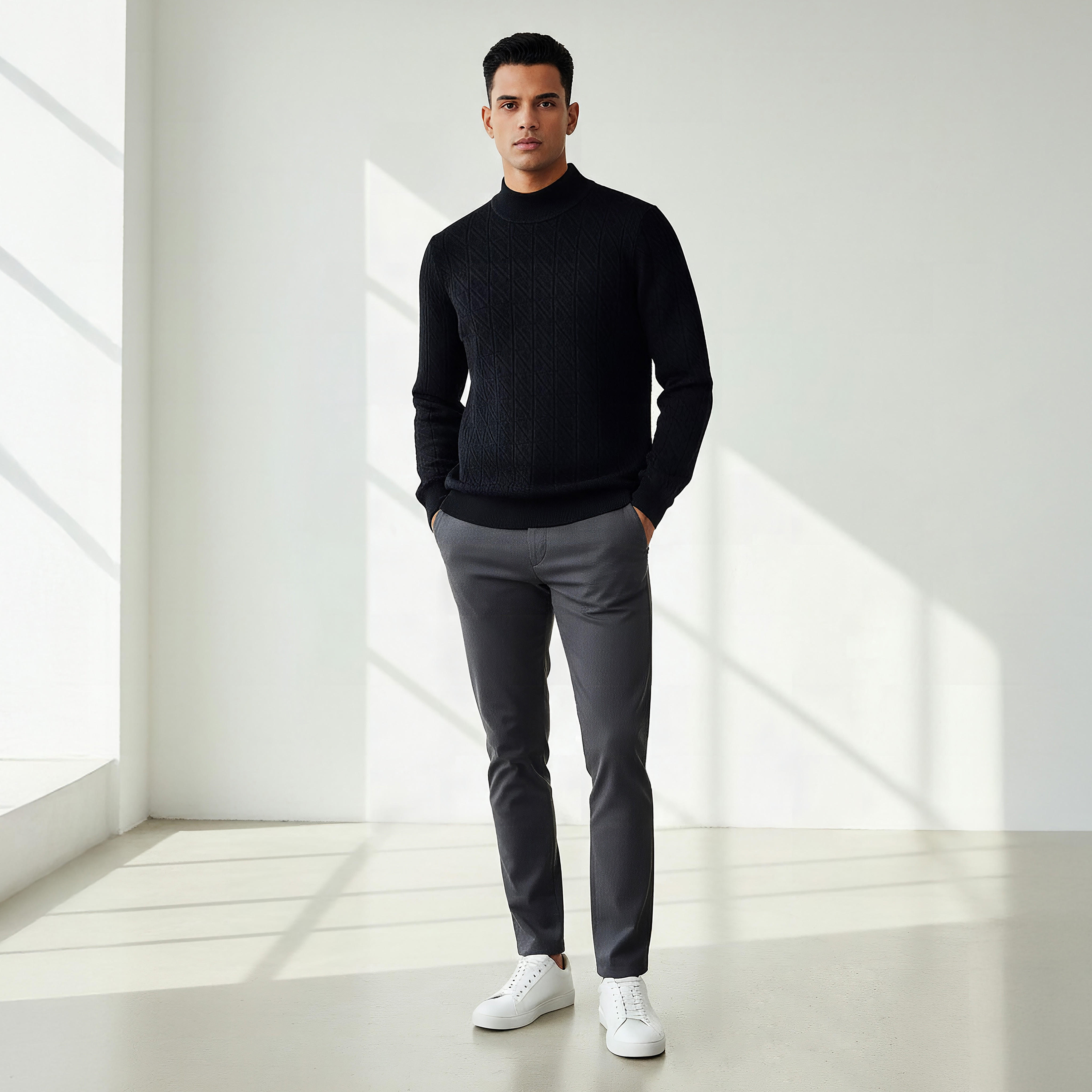 Textured Sweater with Long Sleeves-men-clothing-sweatersandpullovers-image-2