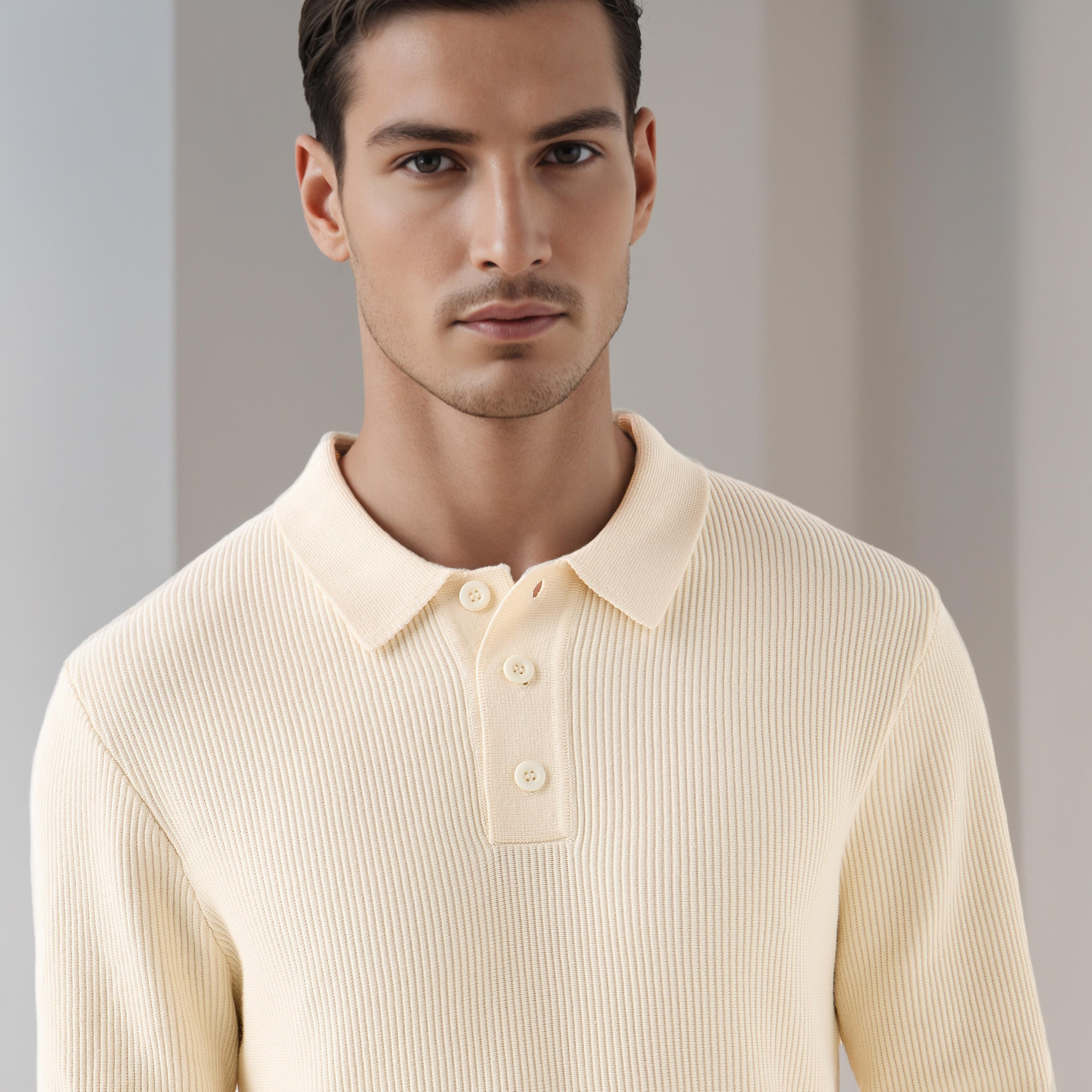 Textured Polo Collar Sweatshirt with Long Sleeves-men-winterwear-hoodiesandsweatshirts-image-5