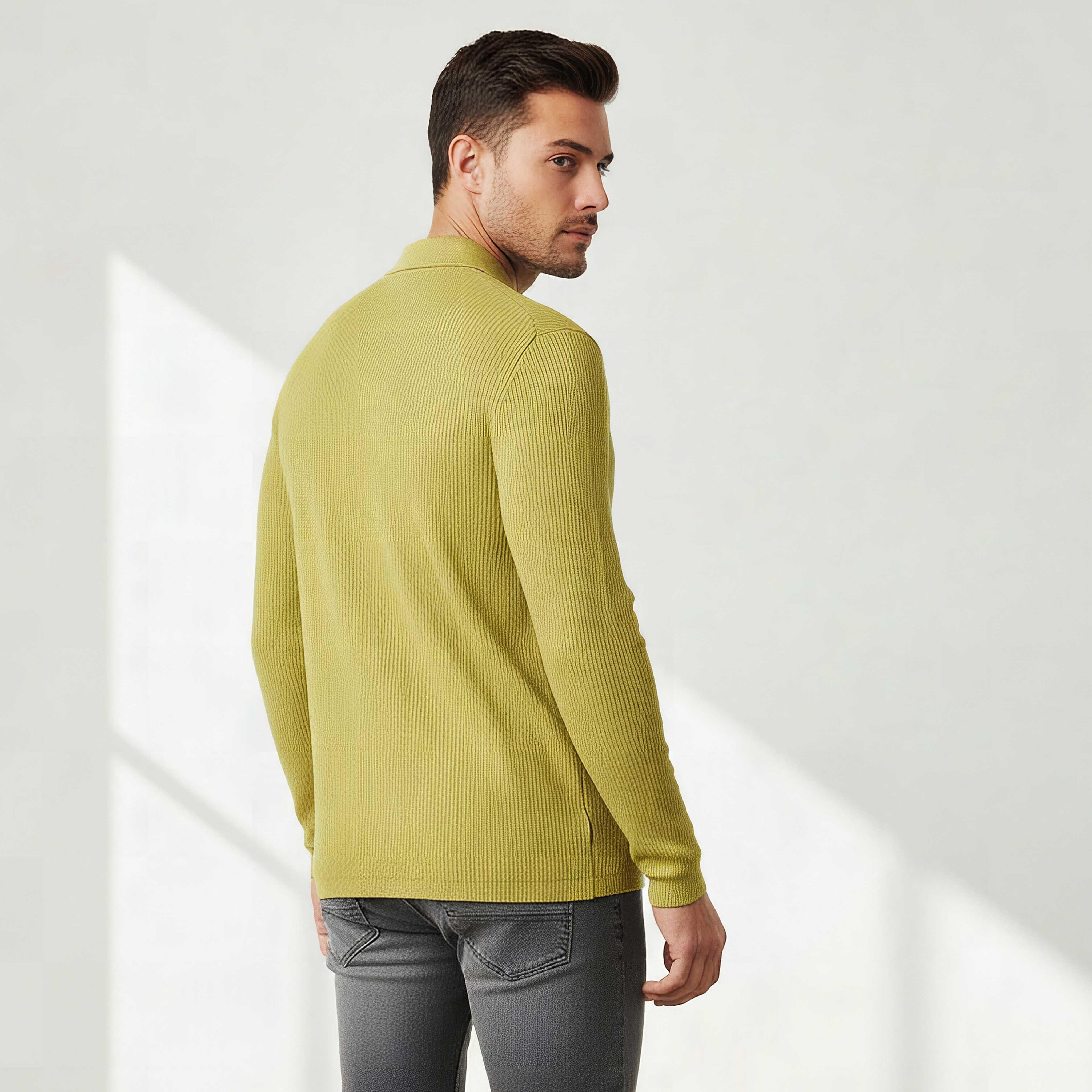 Textured Polo Collar Sweatshirt with Long Sleeves-men-winterwear-hoodiesandsweatshirts-image-3
