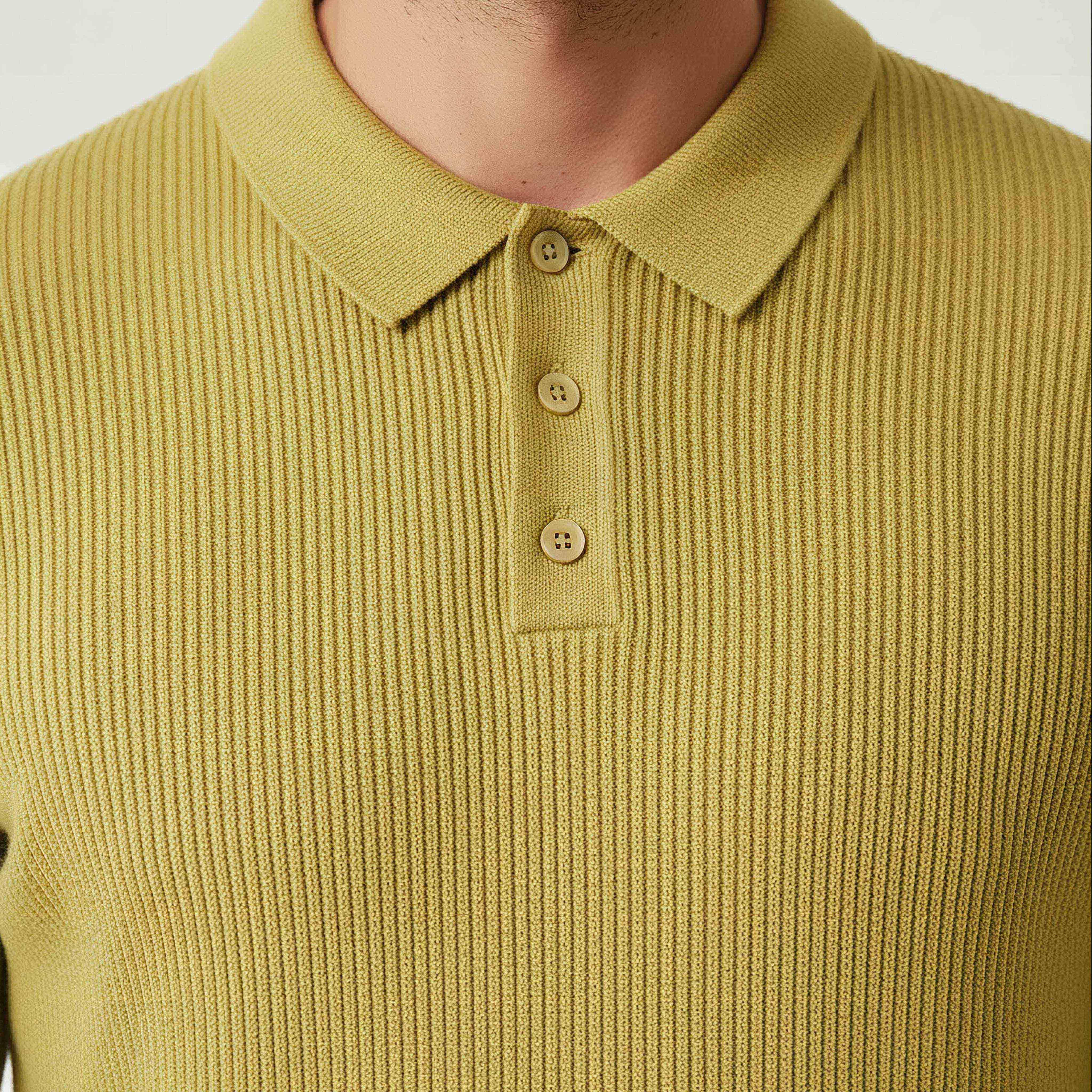 Textured Polo Collar Sweatshirt with Long Sleeves-men-winterwear-hoodiesandsweatshirts-image-4