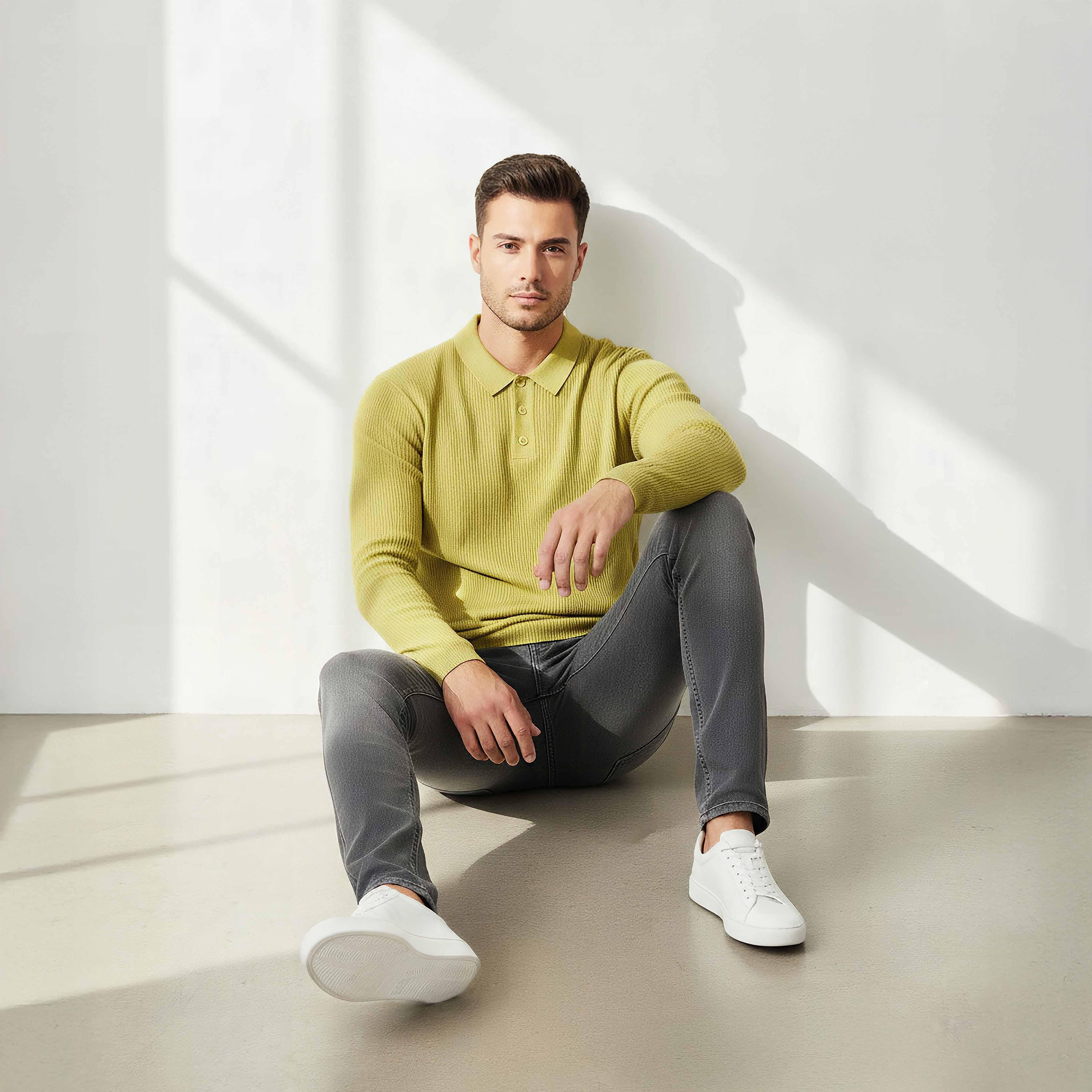 سويت شيرت بارز الملمس بياقة بولو وأكمام طويلة-men-winterwear-hoodiesandsweatshirts-image-5