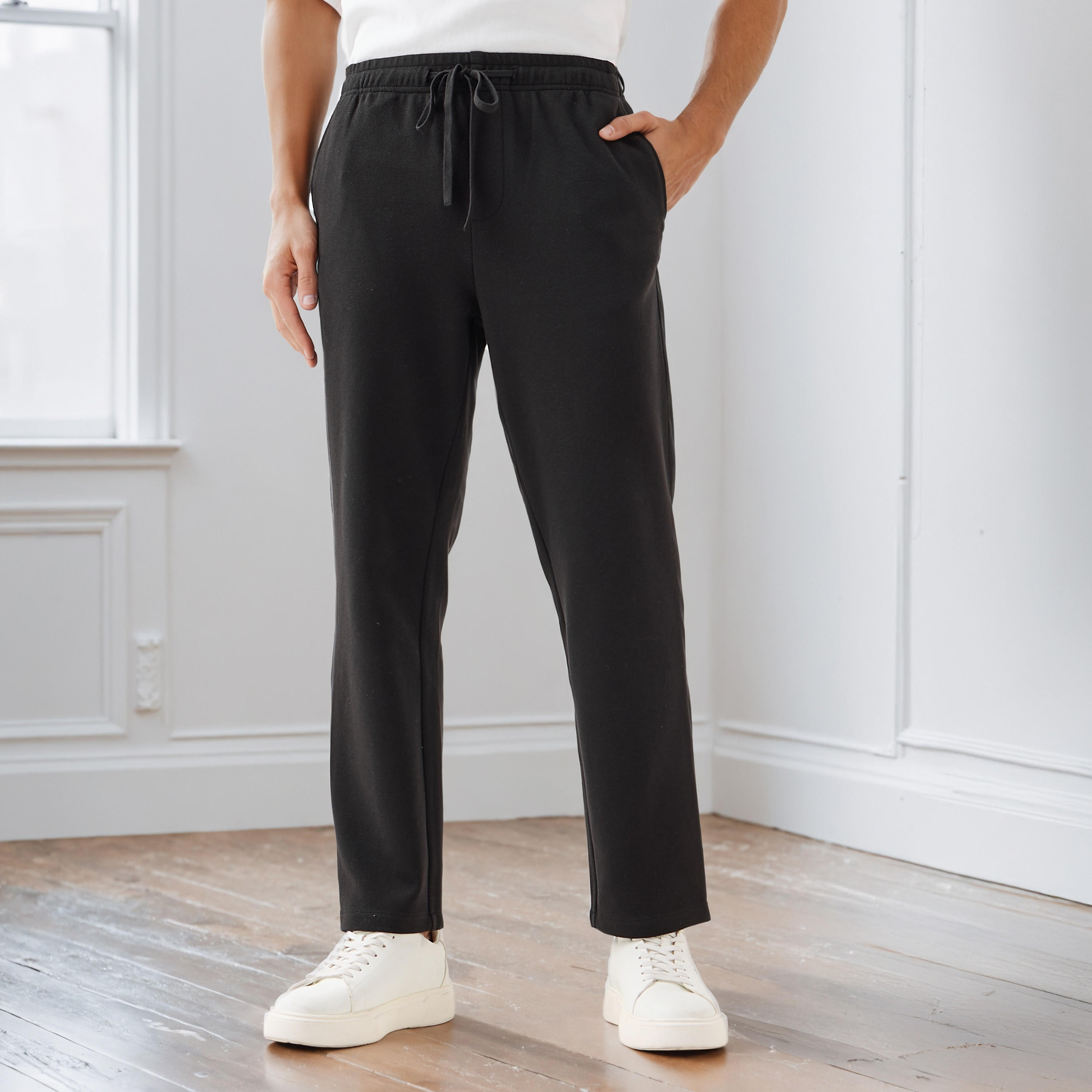 Men Regular Fit Flexi Waist Pants with Pockets-men-clothing-bottoms-joggers-image-1