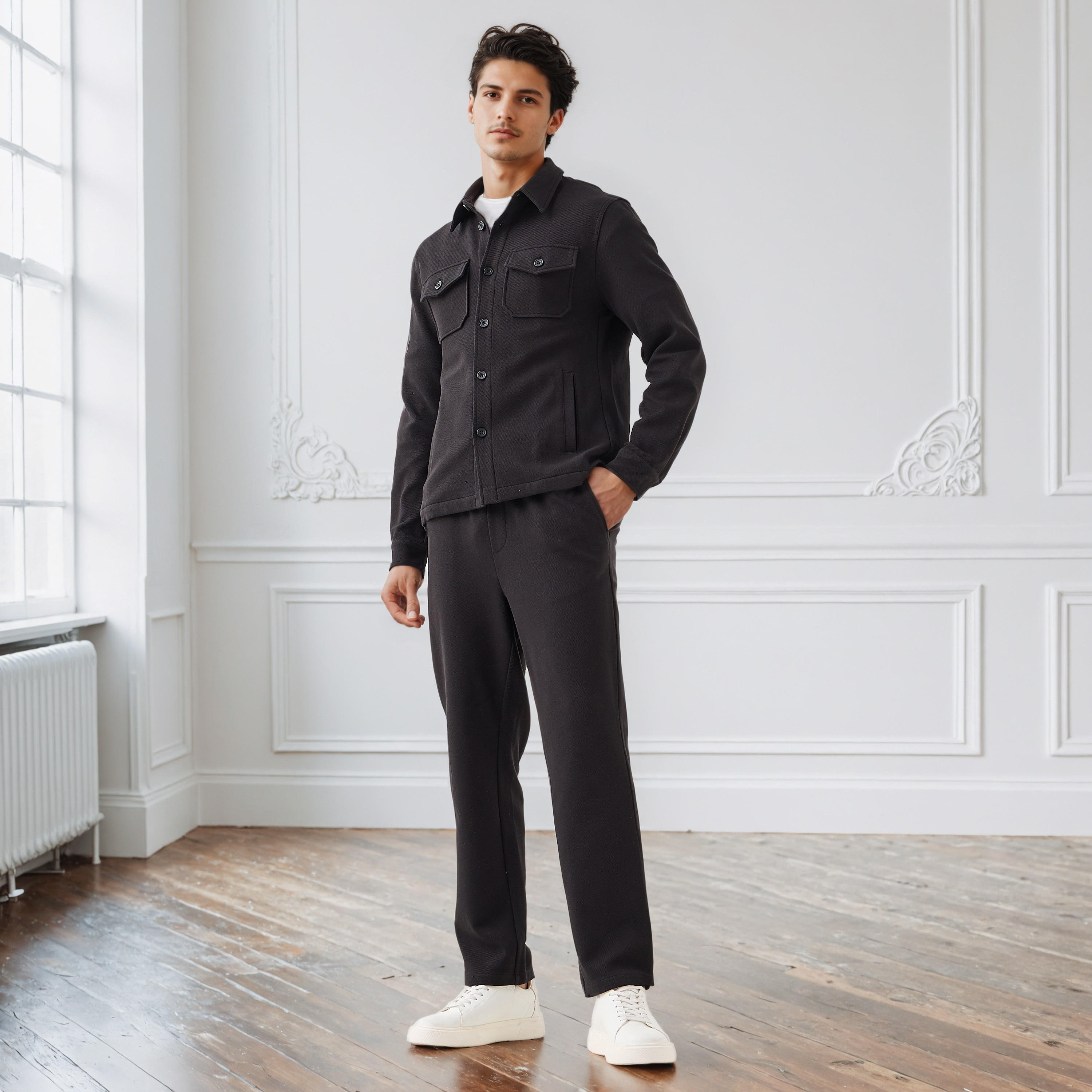 Men Regular Fit Flexi Waist Pants with Pockets-men-clothing-bottoms-joggers-image-2