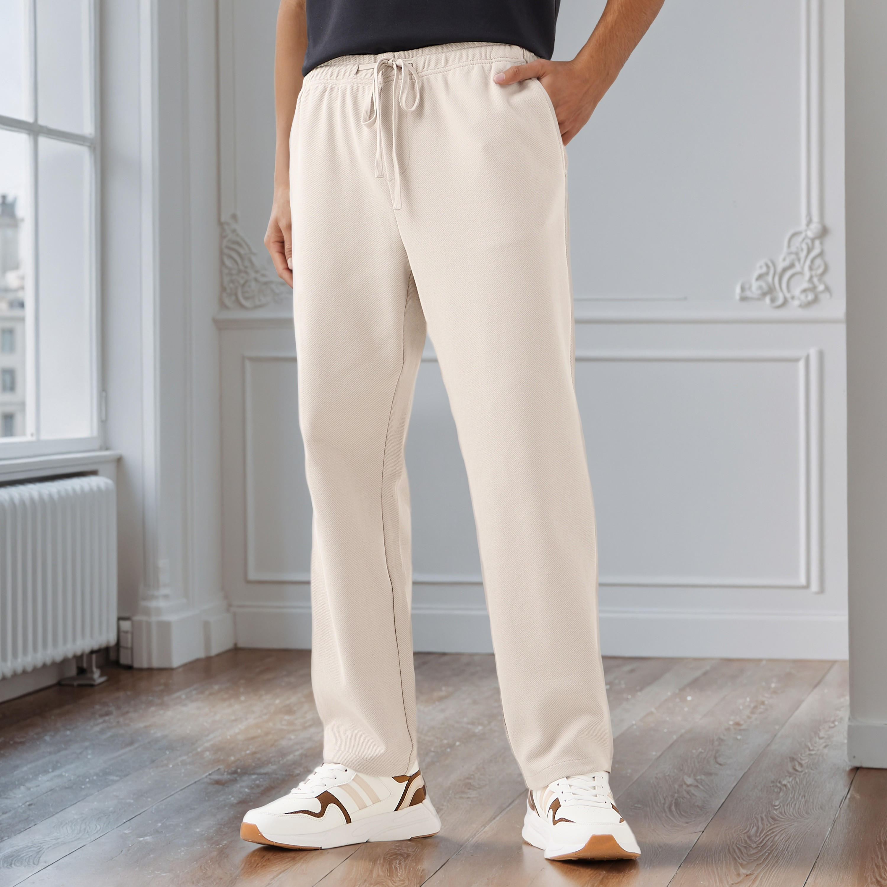 Men Regular Fit Flexi Waist Pants with Pockets-men-clothing-bottoms-joggers-image-4