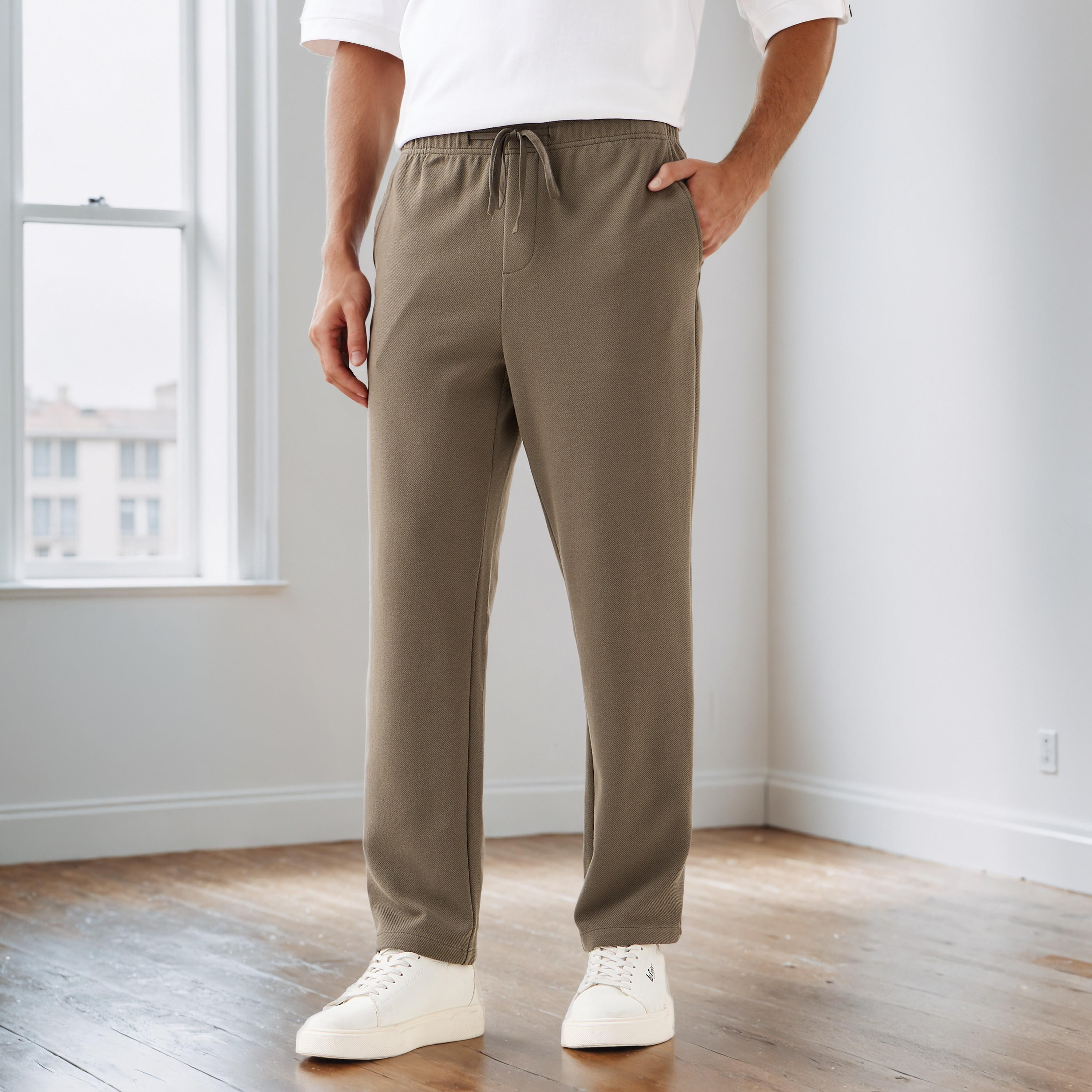 Men Regular Fit Flexi Waist Pants with Pockets-men-clothing-bottoms-joggers-image-1