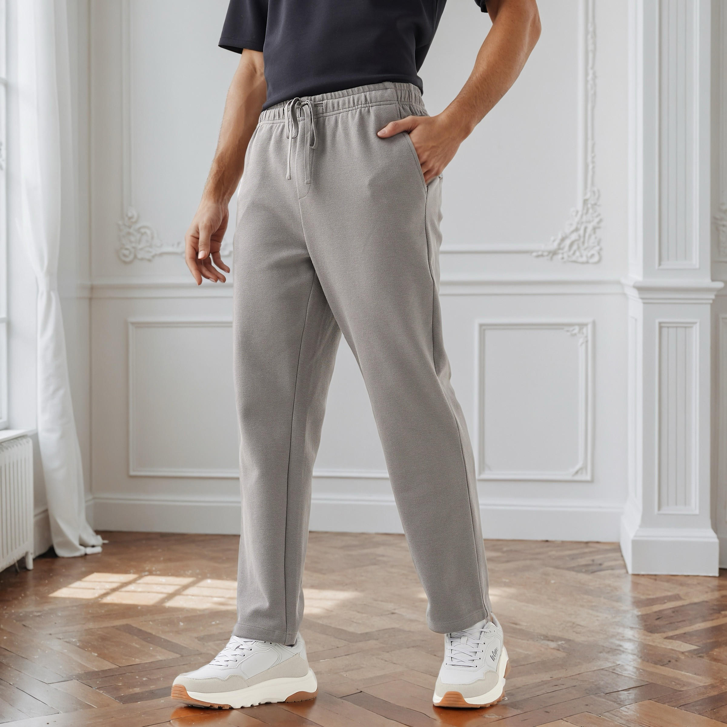 Men Regular Fit Flexi Waist Pants with Pockets-men-clothing-bottoms-joggers-image-4