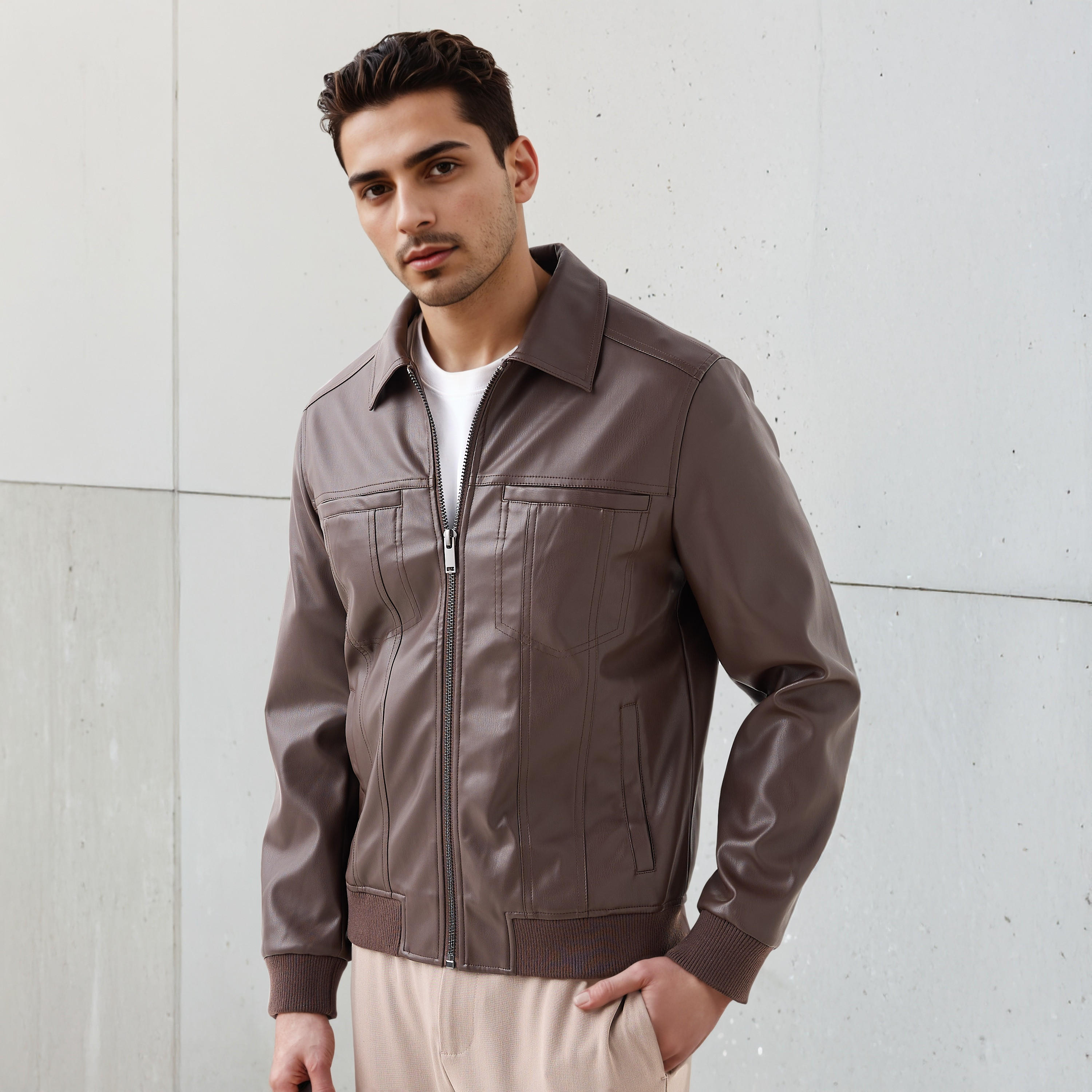 Men Regular Fit Zip Through Biker Jacket-men-clothing-jacketsandblazers-jackets-image-1