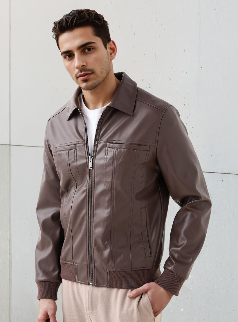 جاكيت بايكر رجالي بسحاب وقصة عادية-men-clothing-jacketsandblazers-jackets-image-5