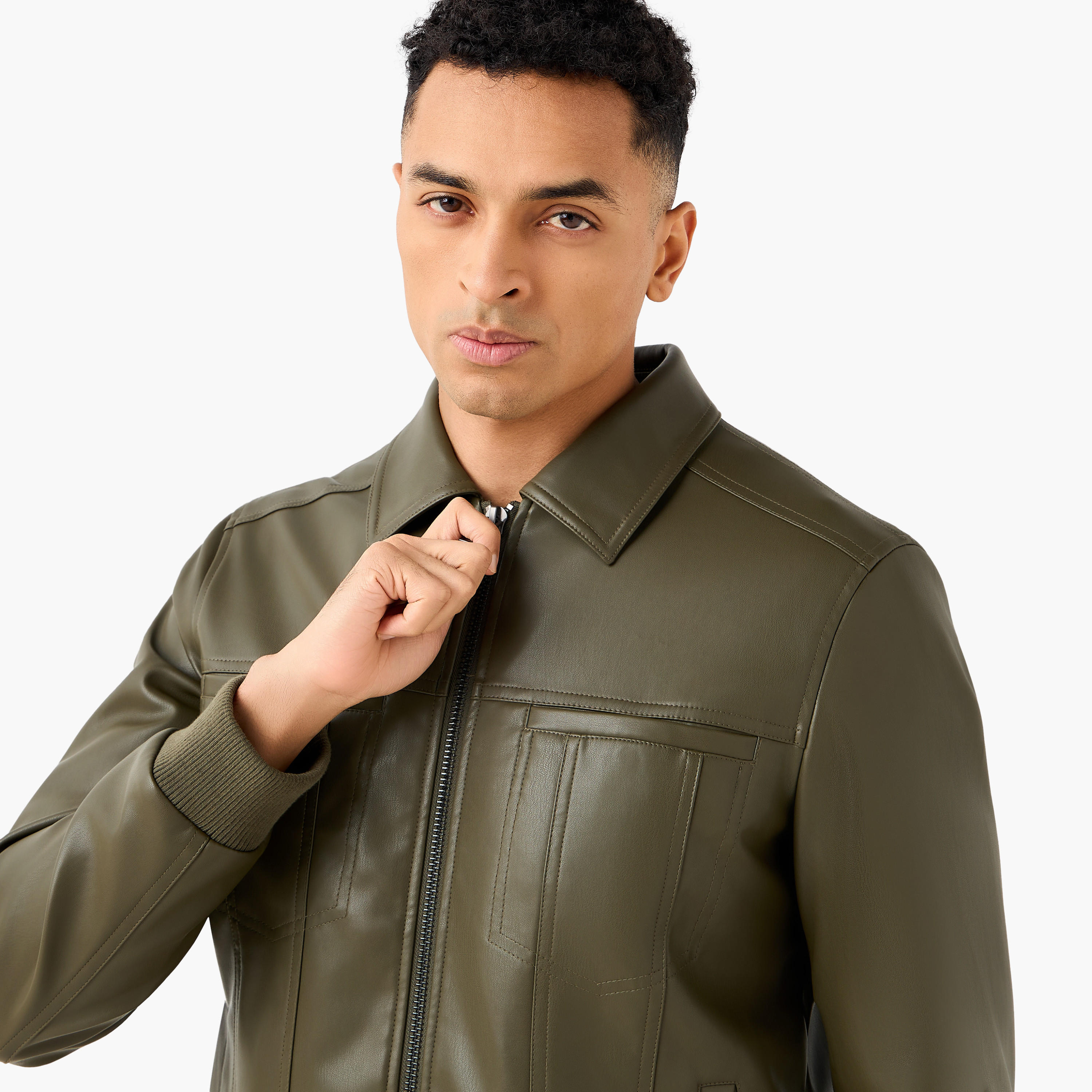 Men Regular Fit Zip Through Biker Jacket-men-clothing-jacketsandblazers-jackets-image-3