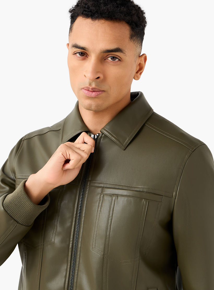 Men Regular Fit Zip Through Biker Jacket-men-clothing-jacketsandblazers-jackets-image-3