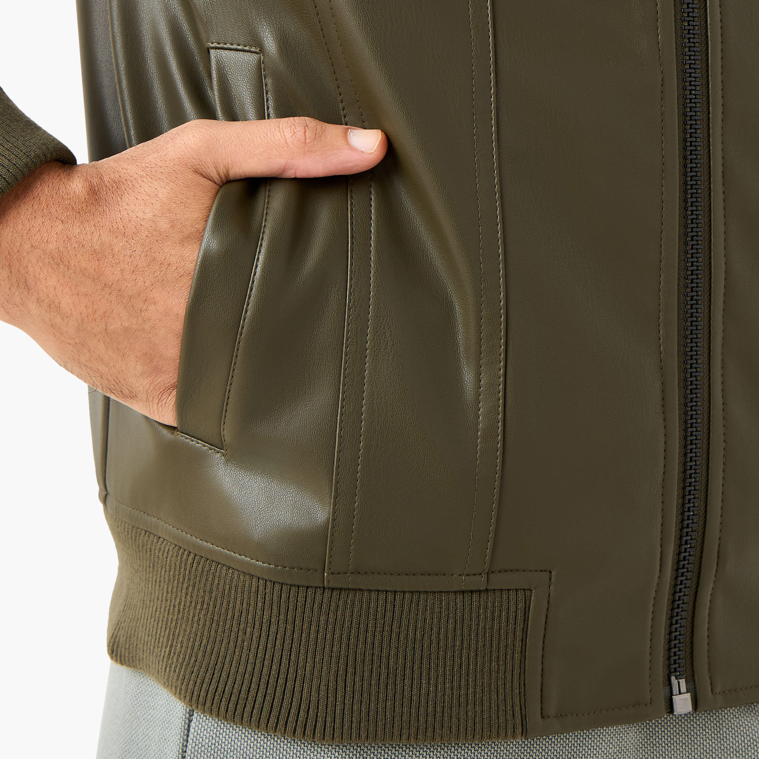 Men Regular Fit Zip Through Biker Jacket-men-clothing-jacketsandblazers-jackets-image-5