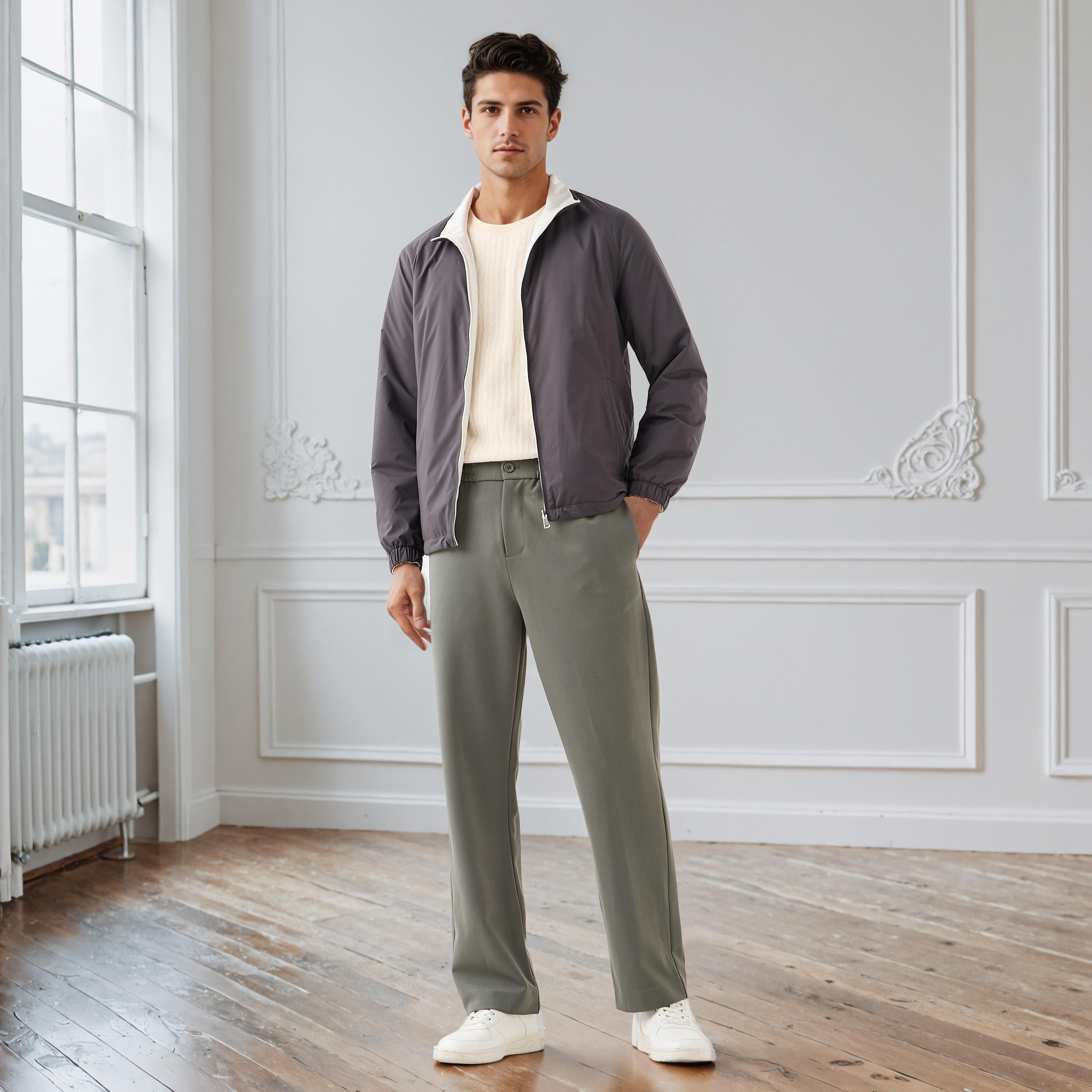 جاكيت رجالي على الوجهين بقصة عادية وياقة عالية-men-clothing-jacketsandblazers-jackets-image-3