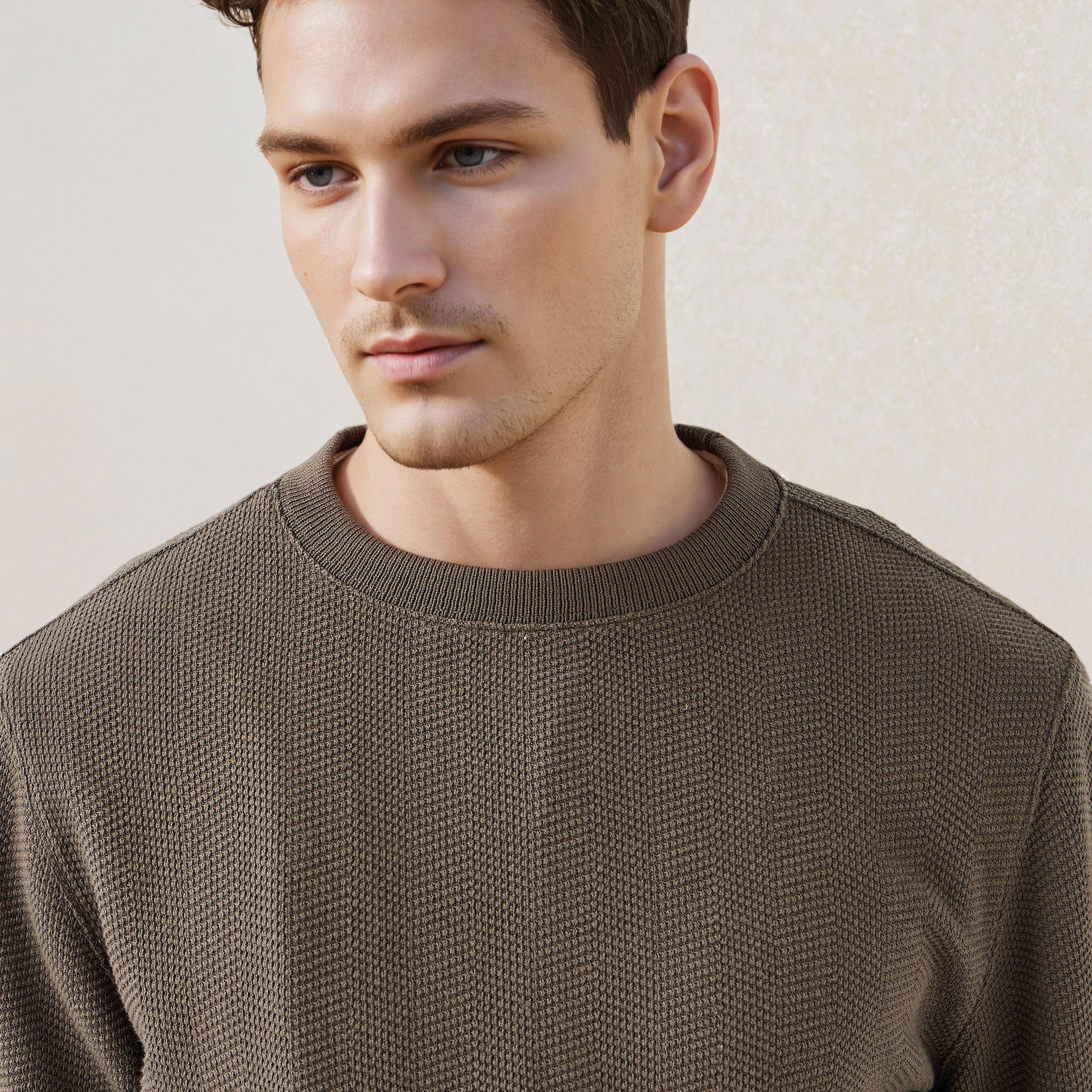 Textured Jacquard Sweatshirt with Crew Neck-men-winterwear-hoodiesandsweatshirts-image-4