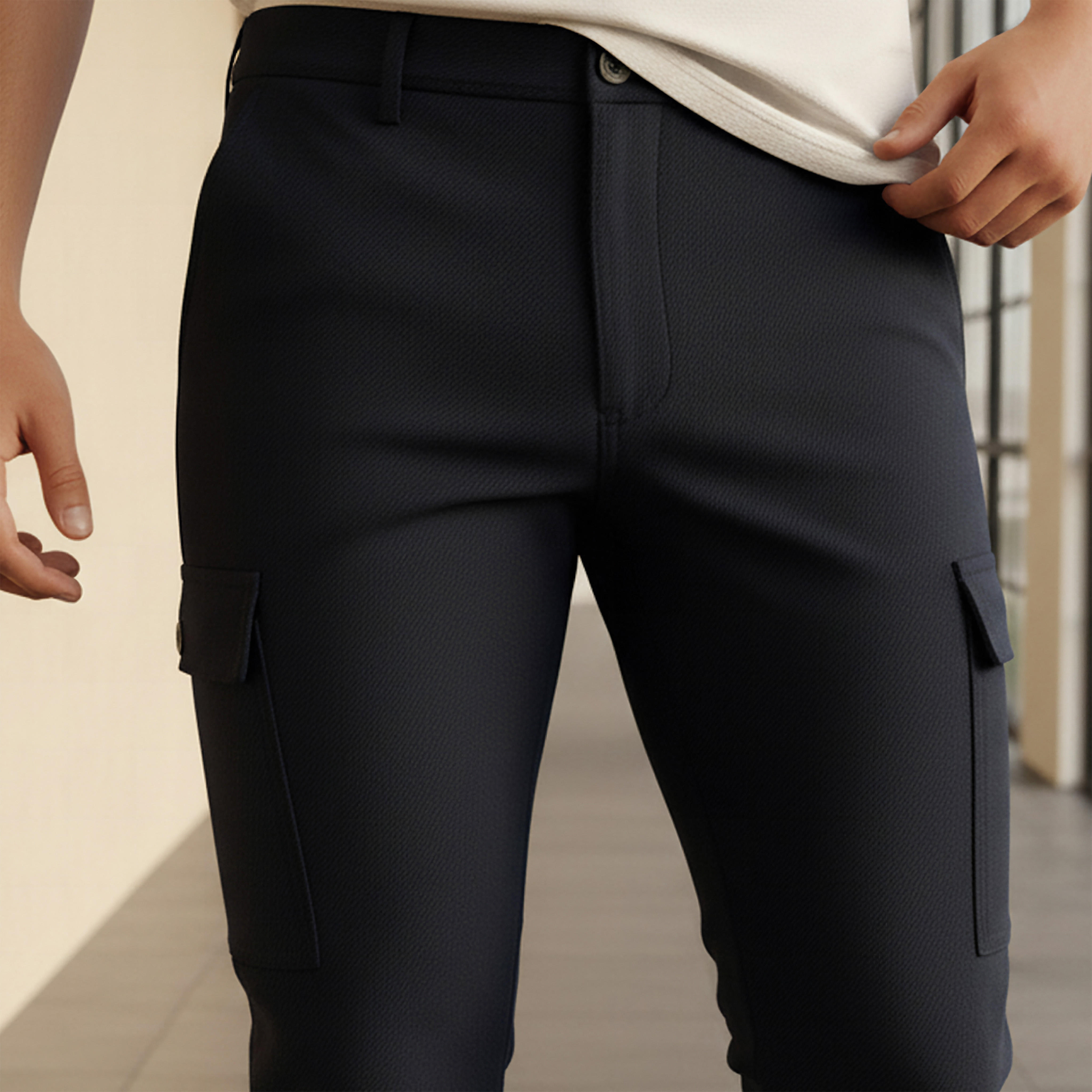 Men Slim Fit Flexi Waist Trousers-men-clothing-bottoms-trousersandchinos-trousers-image-3