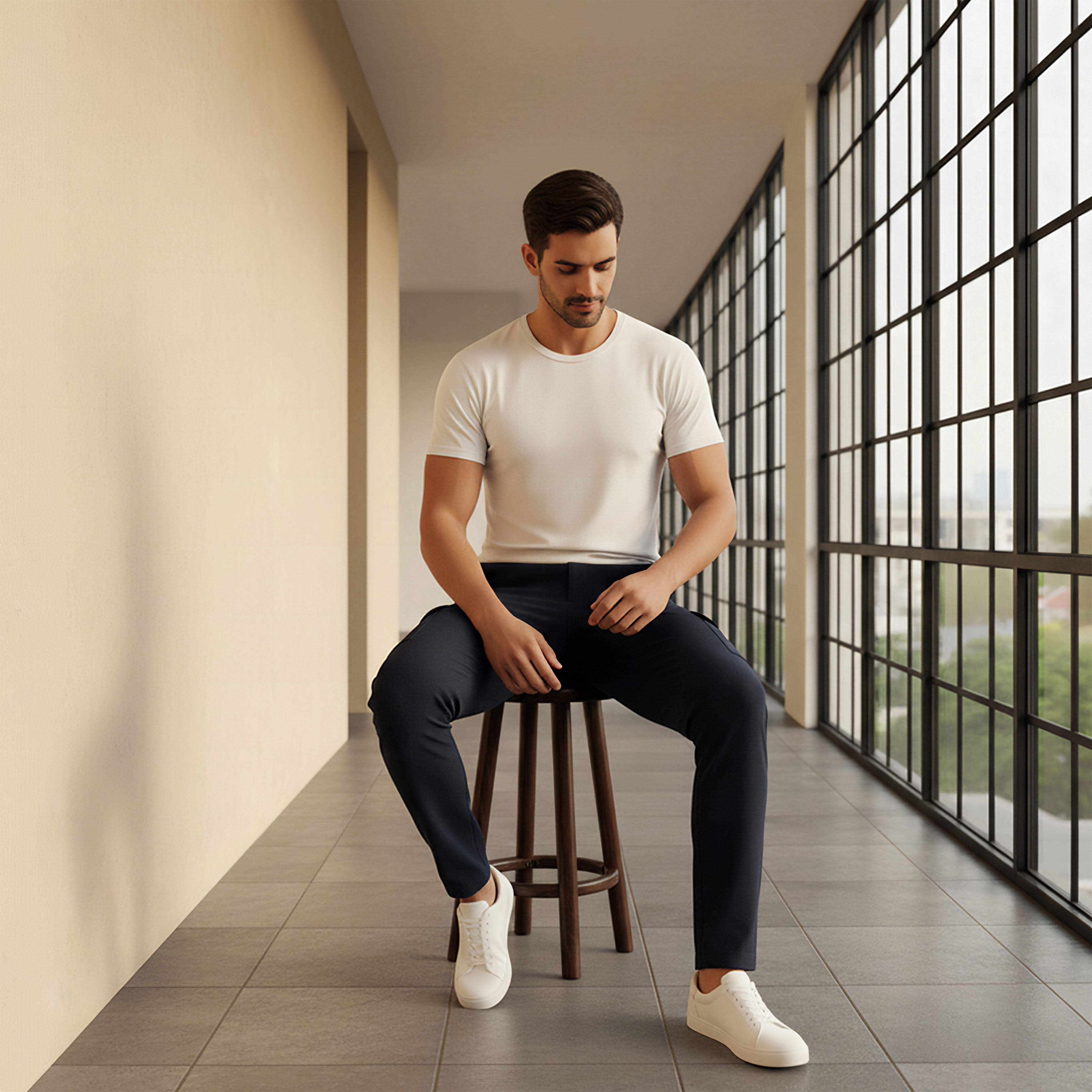 Men Slim Fit Flexi Waist Trousers-men-clothing-bottoms-trousersandchinos-trousers-image-4