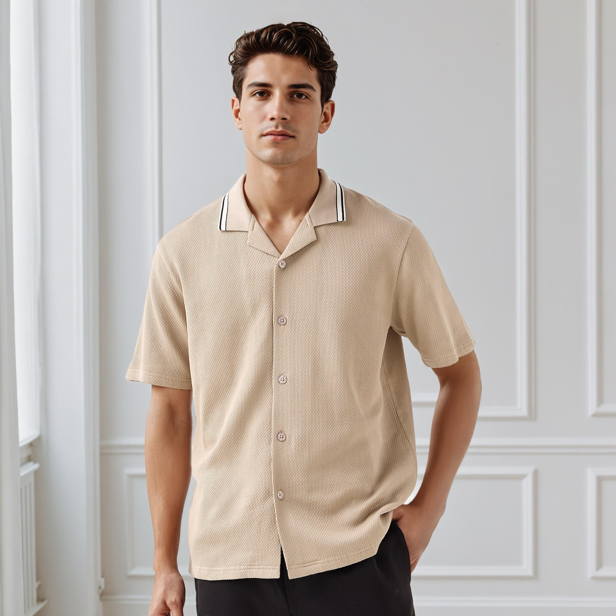 Regular Fit Jacquard Textured Shirt-men-clothing-shirts-image-1