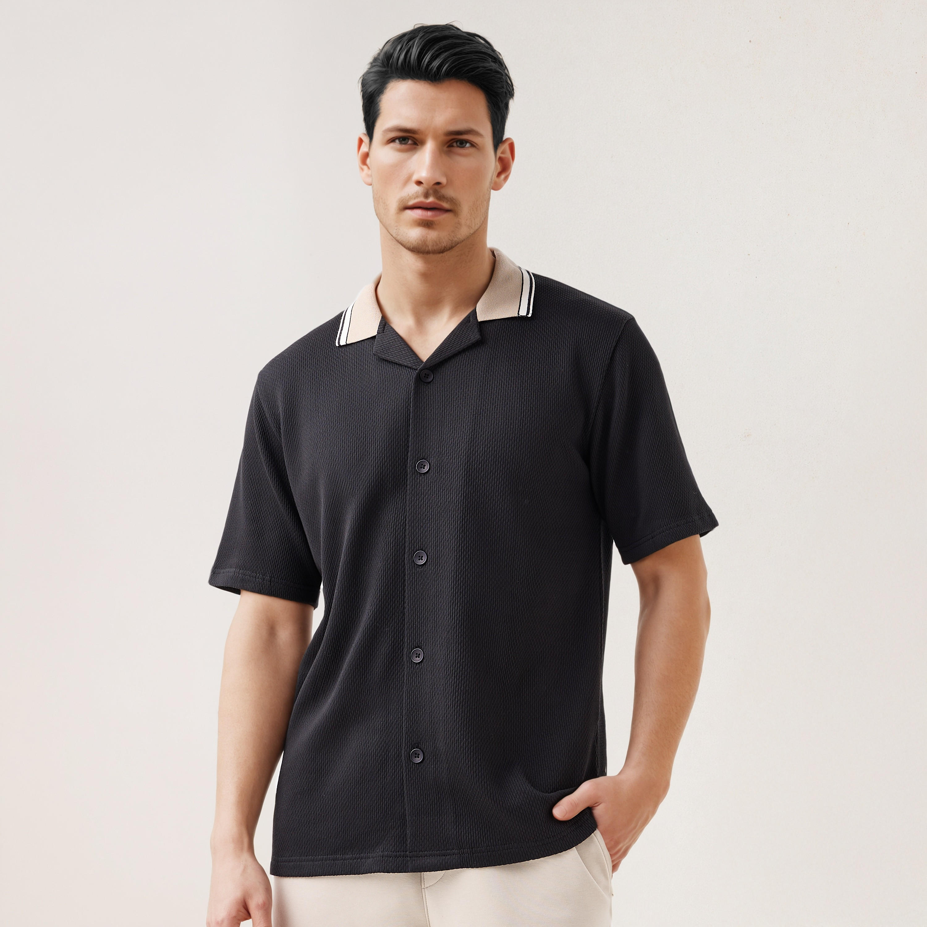 Regular Fit Jacquard Textured Shirt-men-clothing-shirts-image-1