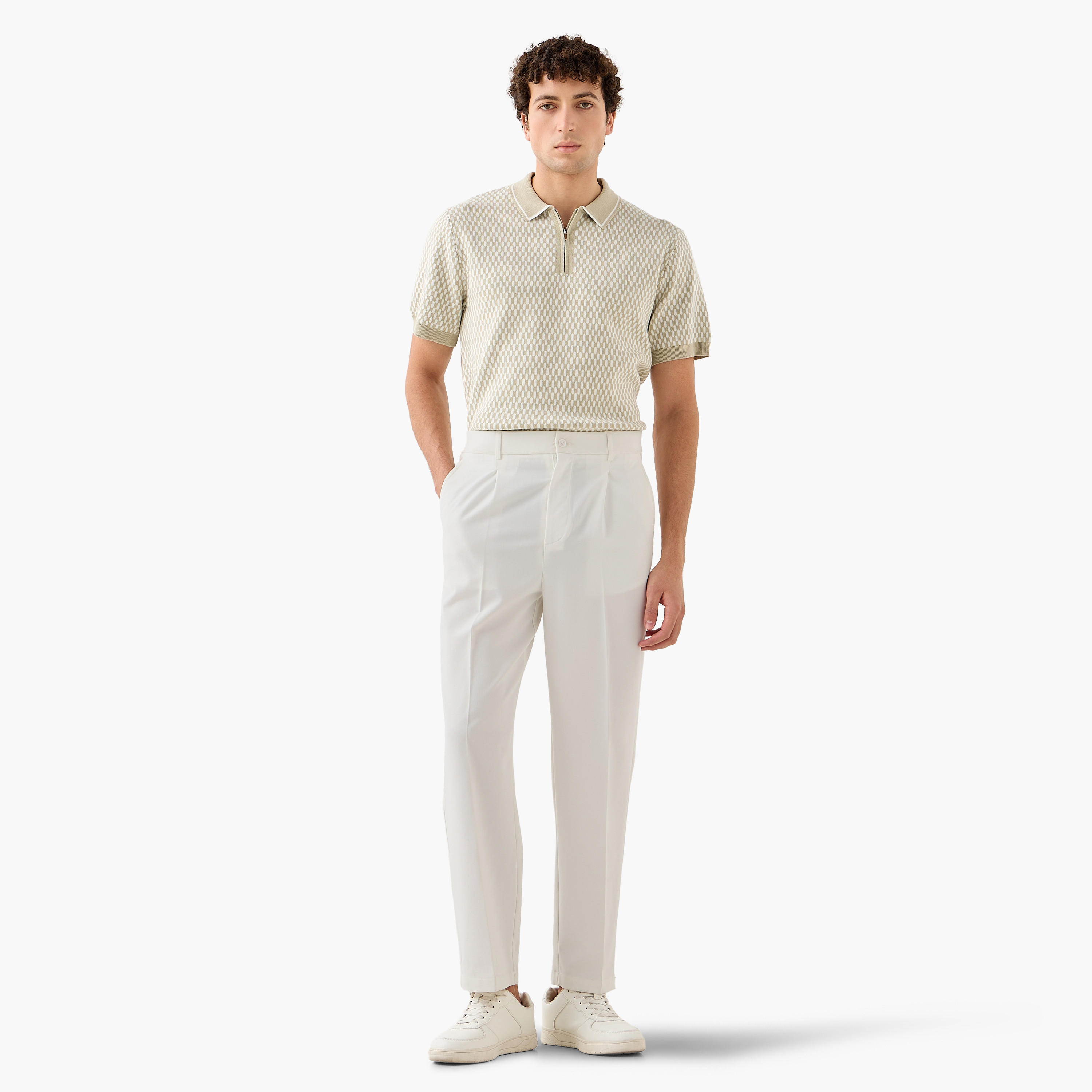 Textured Polo T-shirt with Zip Closure-men-clothing-tshirtsandpolos-polos-image-2