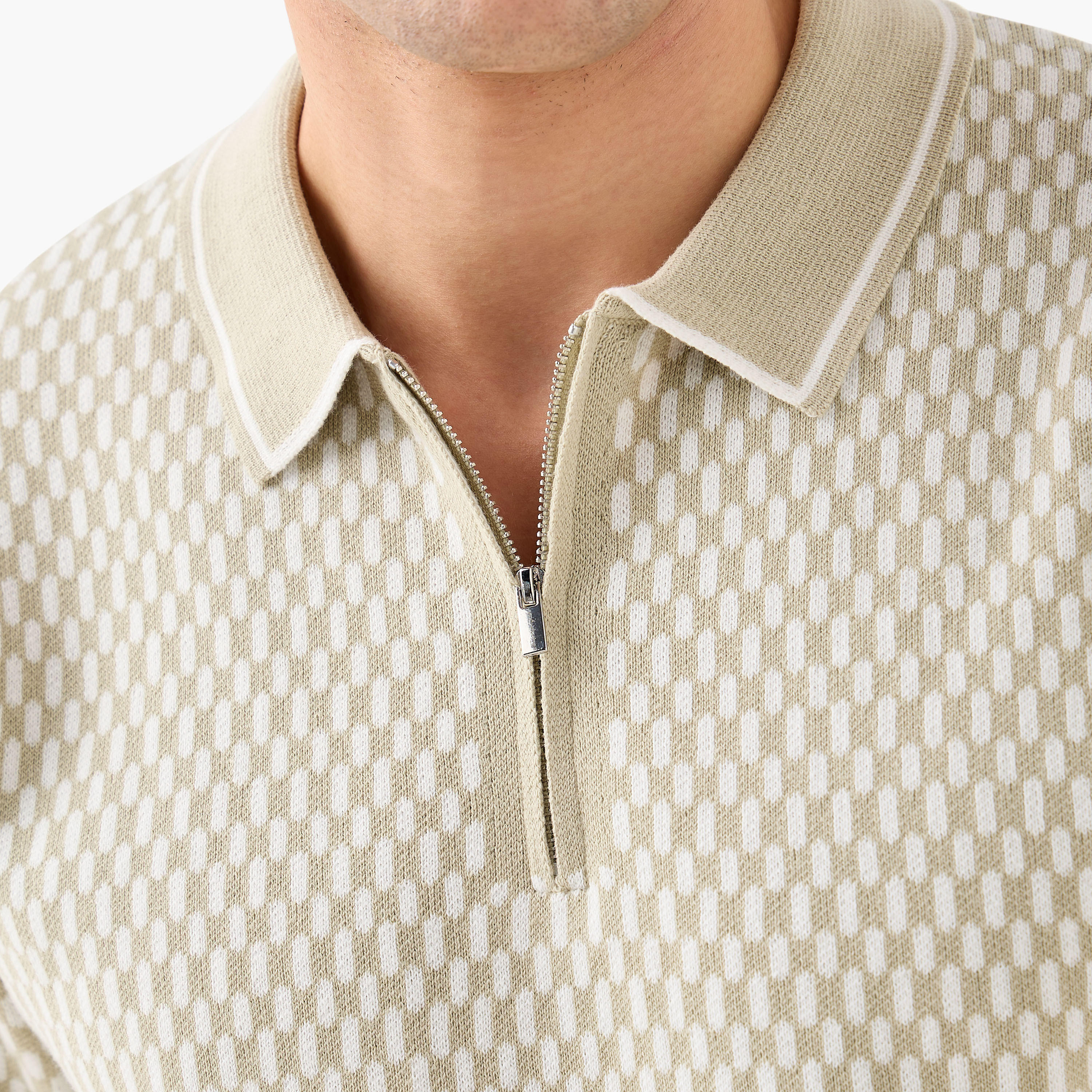 Textured Polo T-shirt with Zip Closure-men-clothing-tshirtsandpolos-polos-image-5