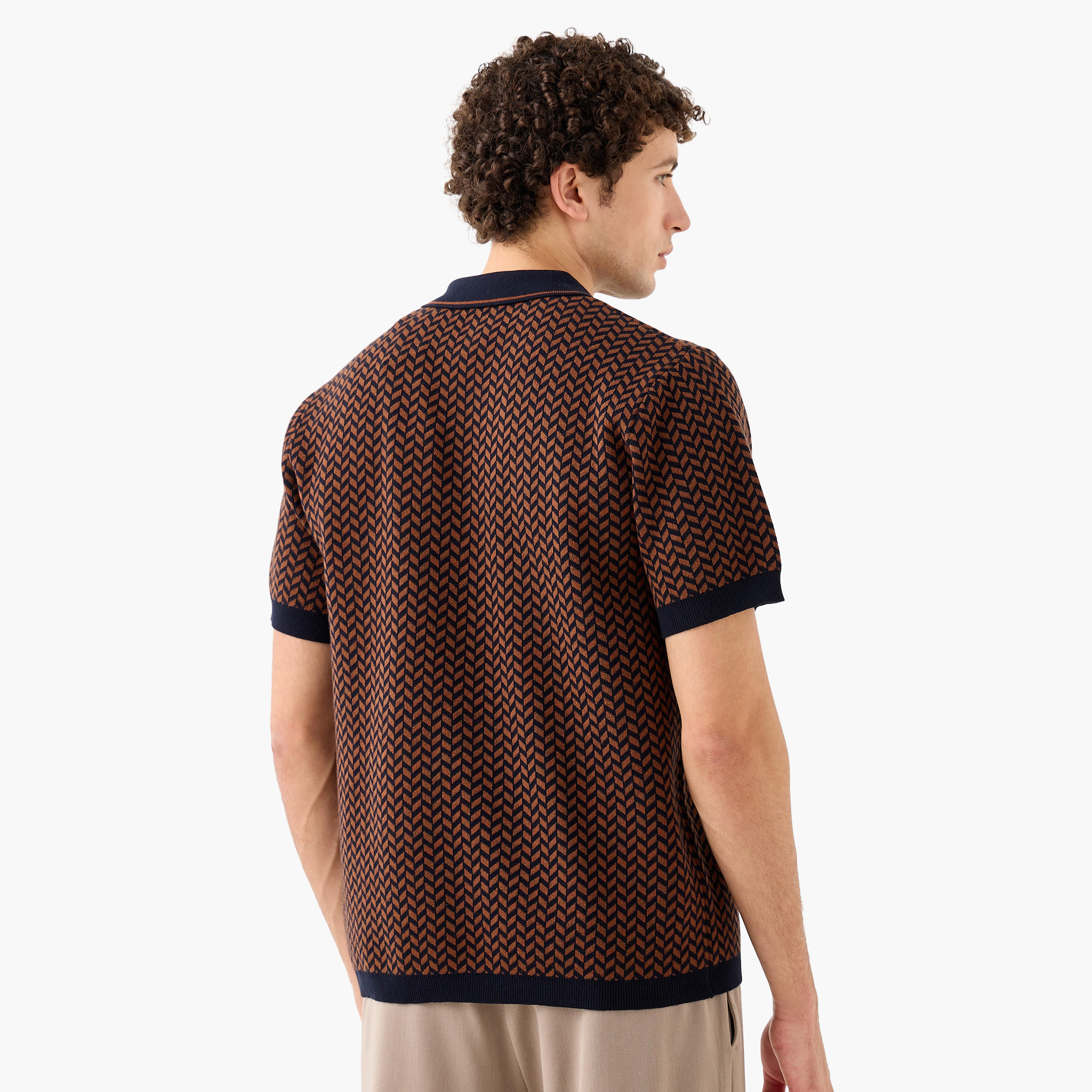 Textured Polo T-shirt with Zip Closure-men-clothing-tshirtsandpolos-polos-image-3