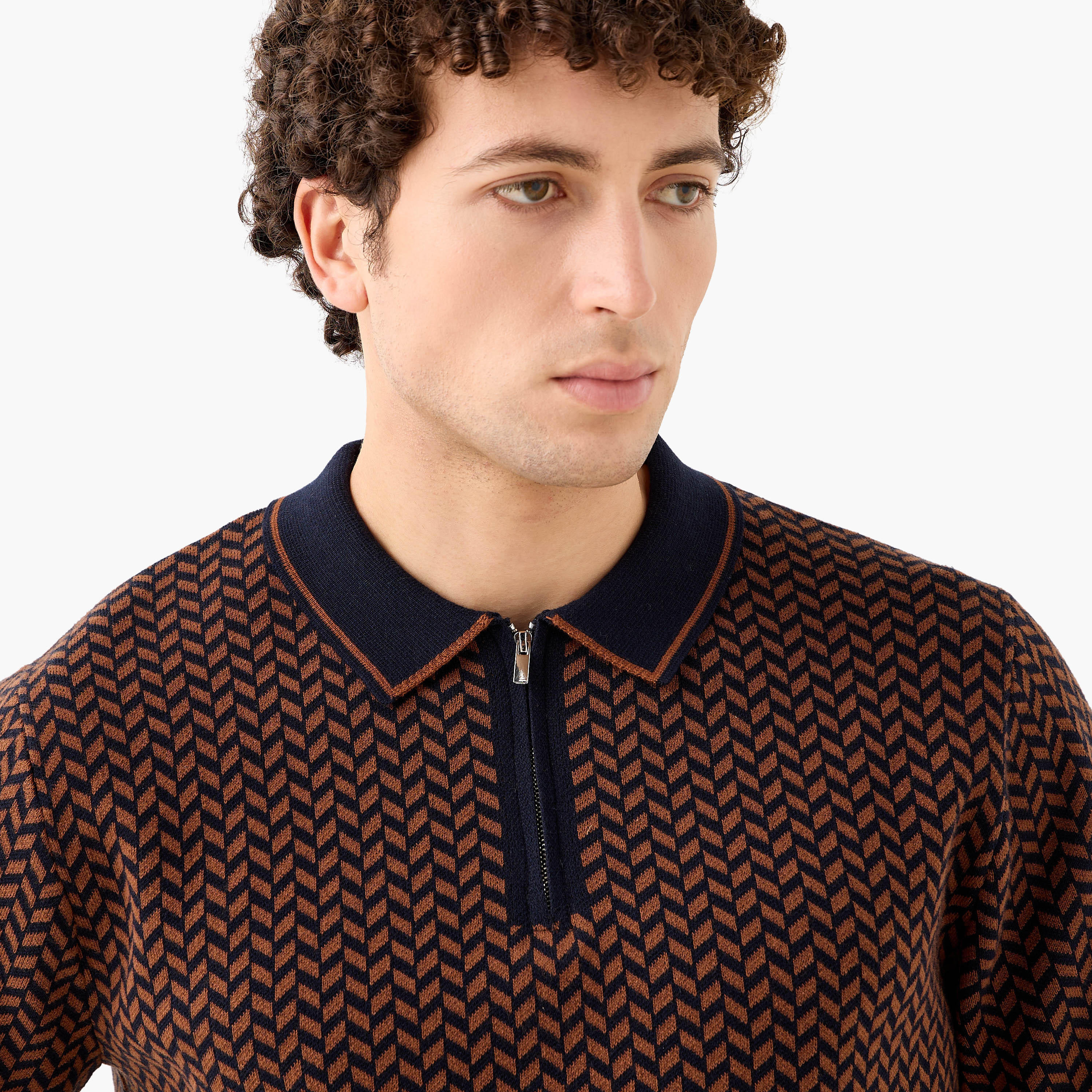 Textured Polo T-shirt with Zip Closure-men-clothing-tshirtsandpolos-polos-image-4