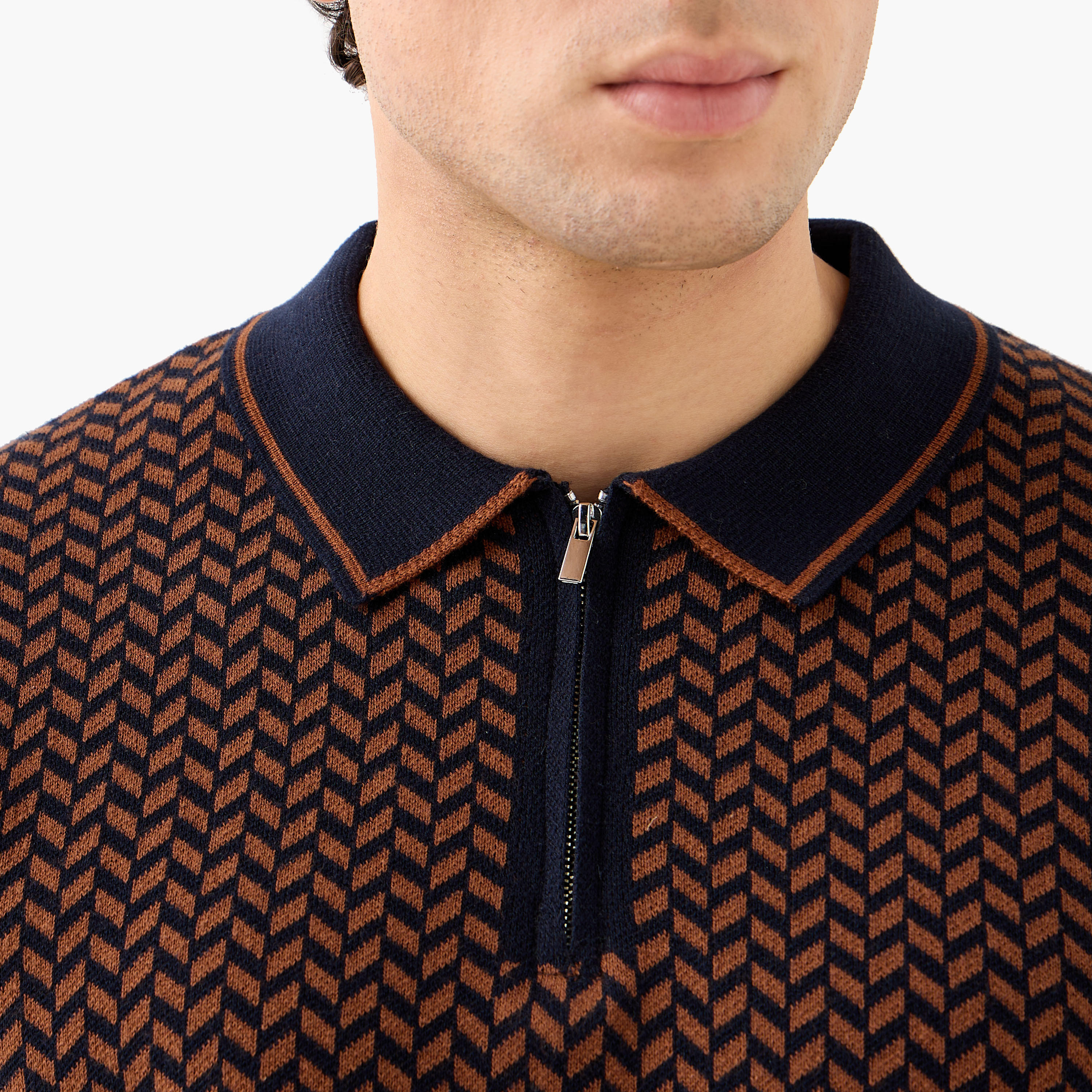 Textured Polo T-shirt with Zip Closure-men-clothing-tshirtsandpolos-polos-image-5