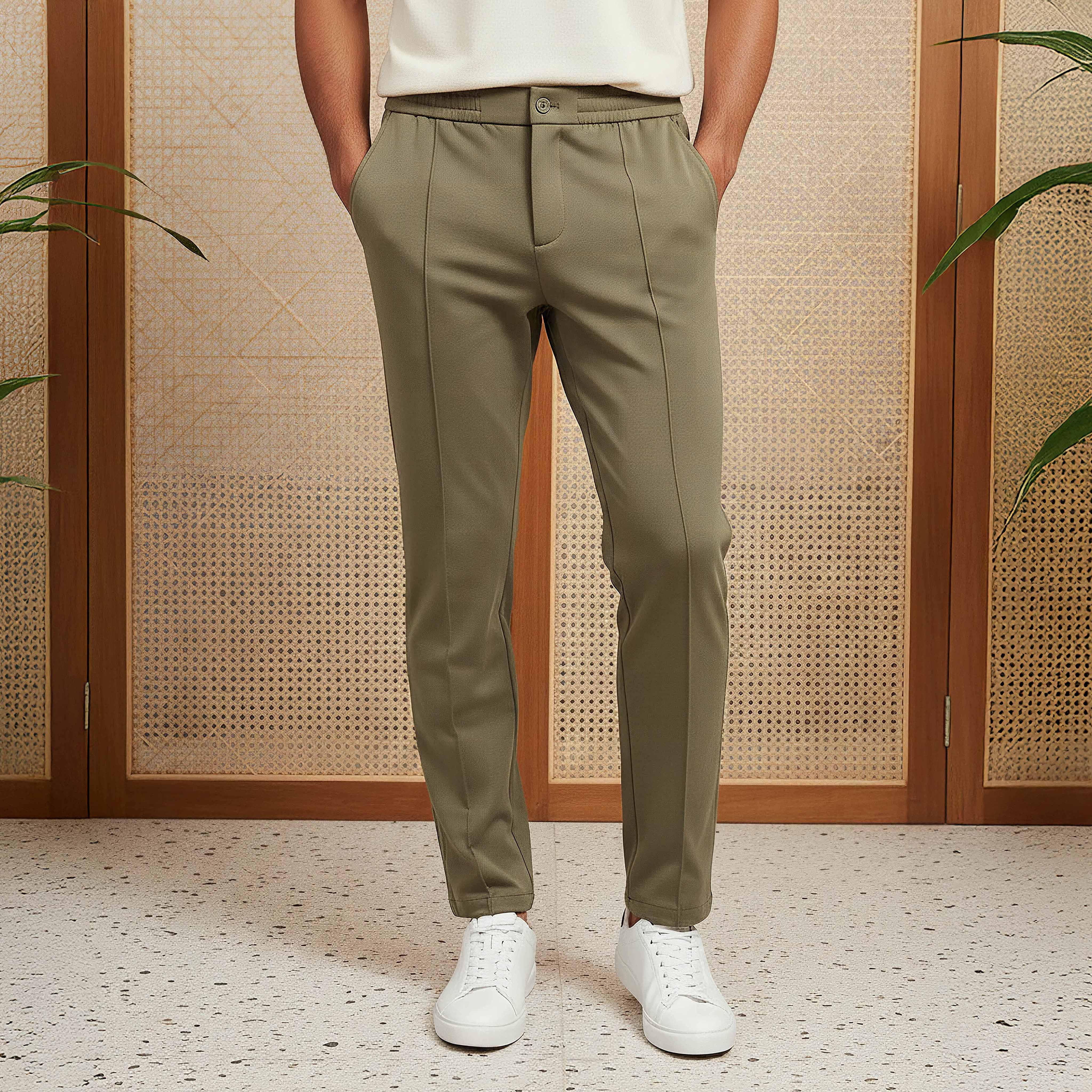 Men's Slim Fit Viscose Blend Flexi Waist Trousers-men-clothing-bottoms-trousersandchinos-trousers-image-1