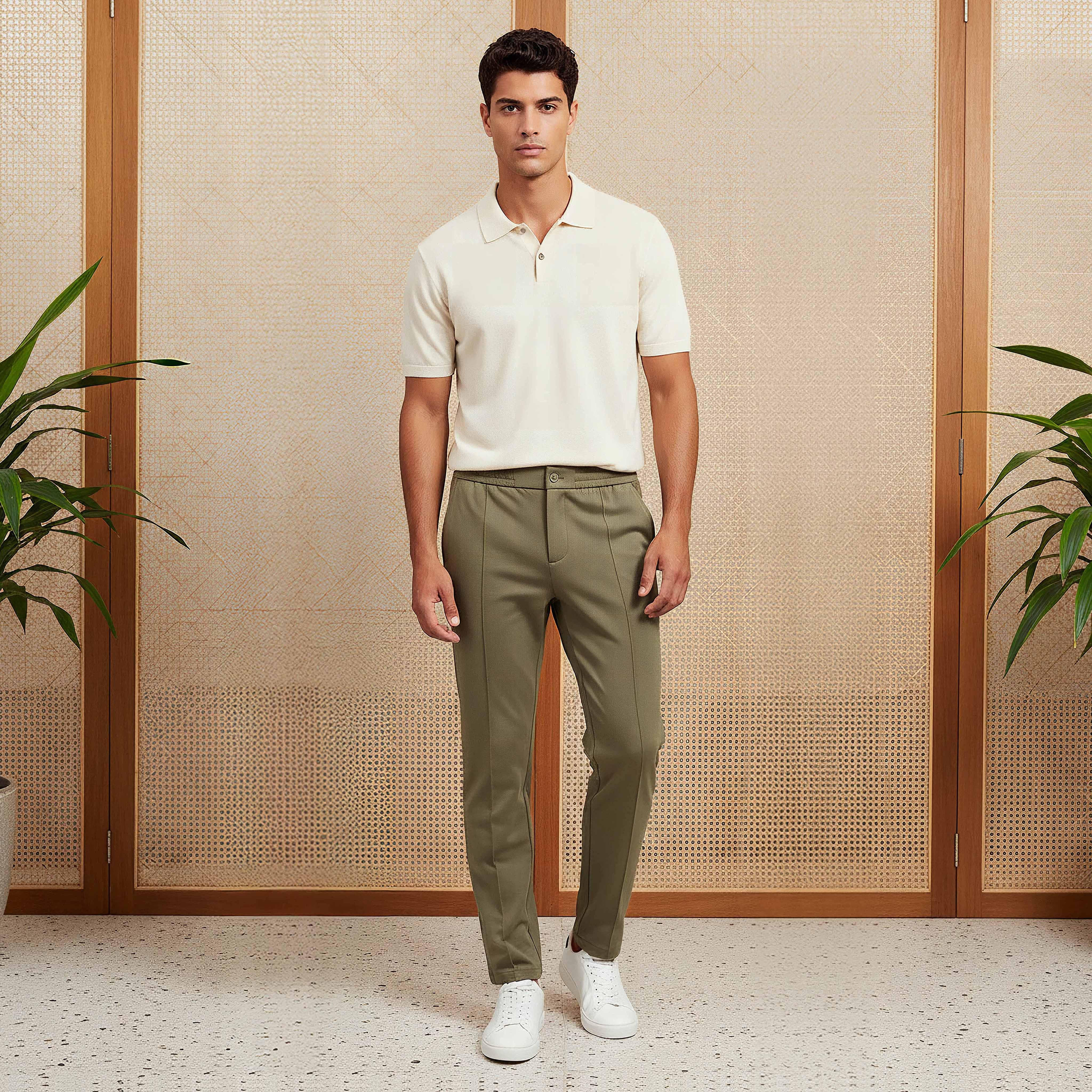 Men's Slim Fit Viscose Blend Flexi Waist Trousers-men-clothing-bottoms-trousersandchinos-trousers-image-2