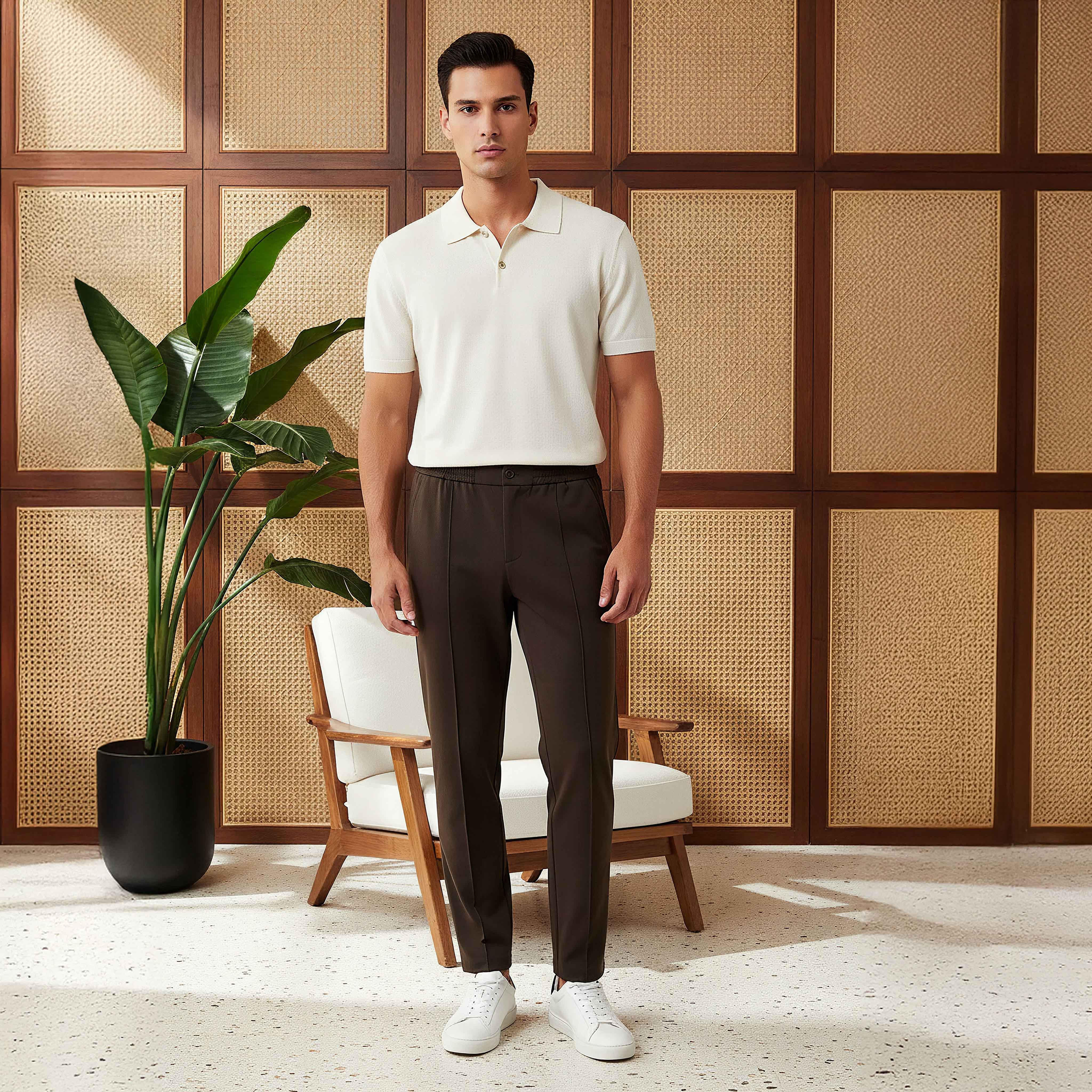 Men's Slim Fit Viscose Blend Flexi Waist Trousers-men-clothing-bottoms-trousersandchinos-trousers-image-2