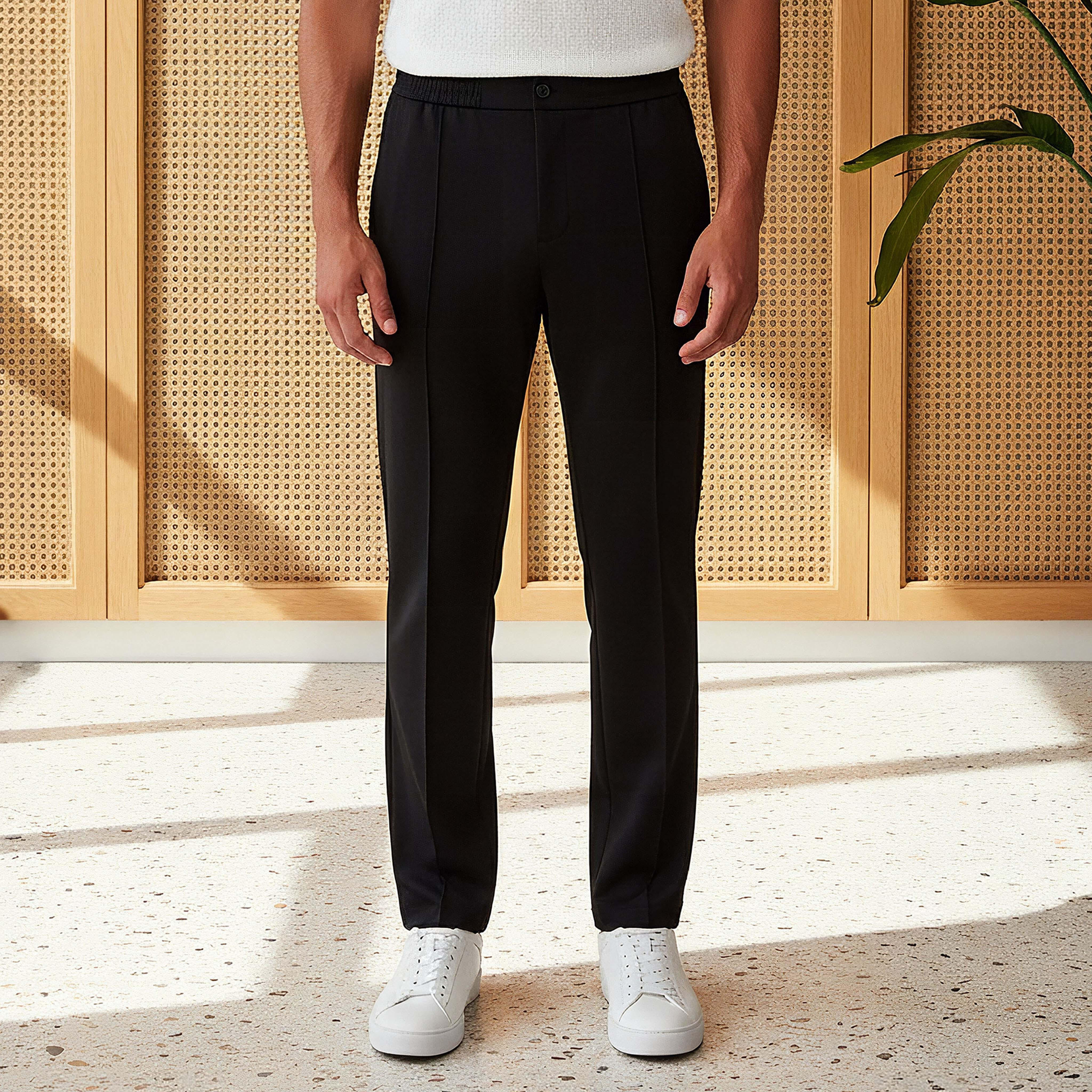 Men's Slim Fit Viscose Blend Flexi Waist Trousers-men-clothing-bottoms-trousersandchinos-trousers-image-1