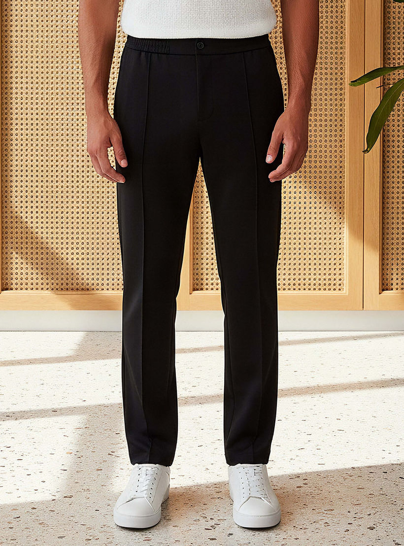 بنطلون رجالي من مزيج الفيسكوز بقصّة عادية وخصر مطاطي-men-clothing-bottoms-trousersandchinos-trousers-image-1