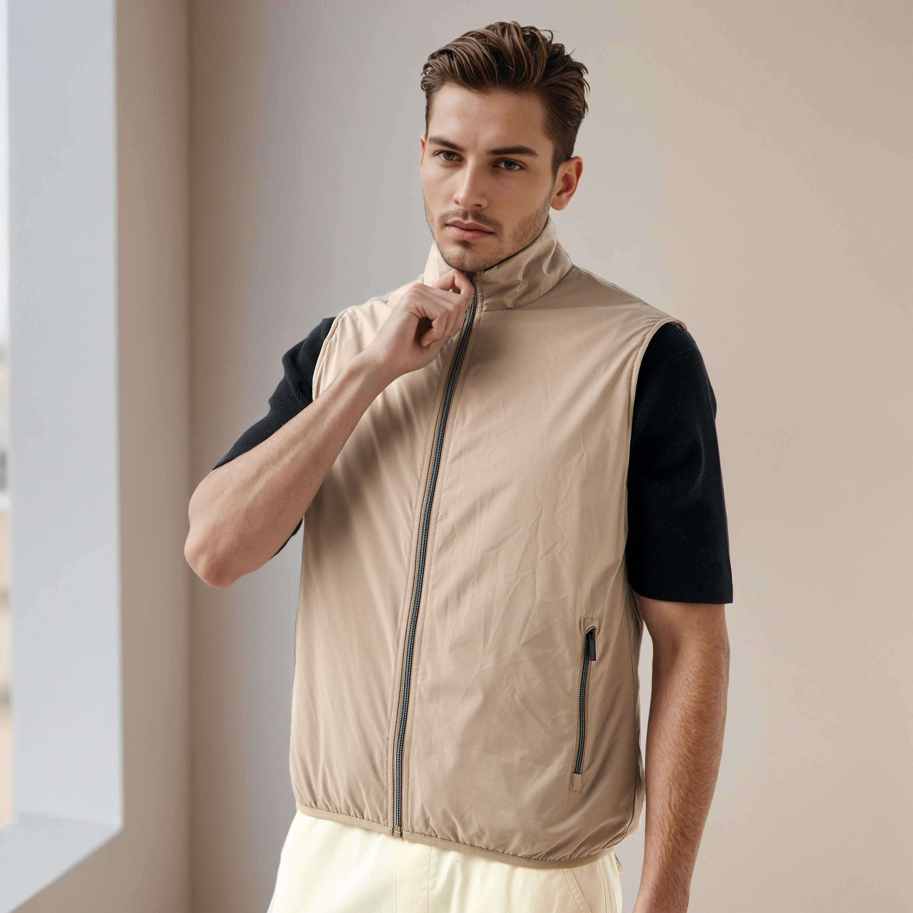 Men Regular Fit High Neck Gilet-men-clothing-jacketsandblazers-jackets-image-5